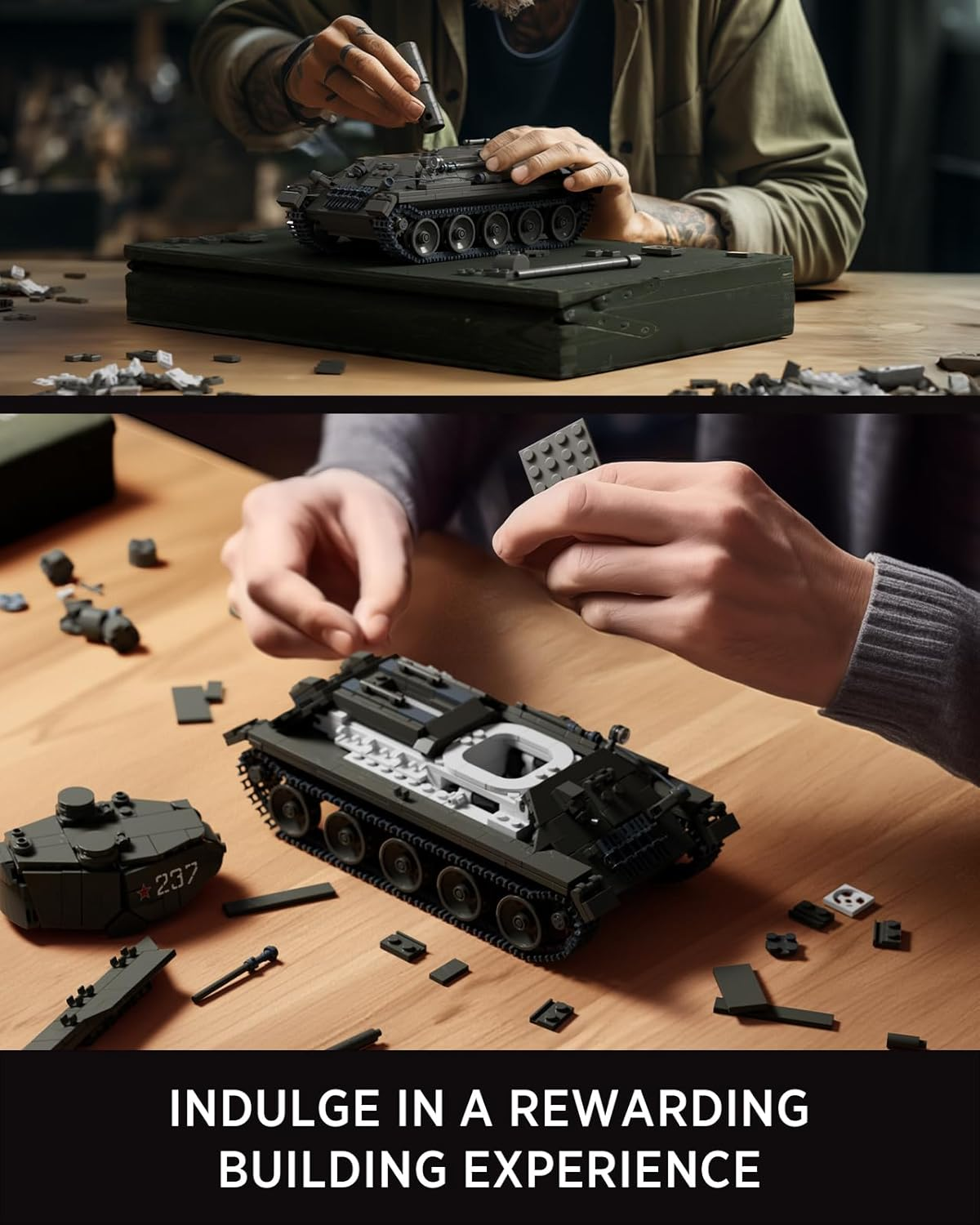 Nifeliz T34/85 Tank Building Set for Adults, Army Model to Build and Display，Ww2 Model Tank for Military Fans，Collectible Gifts(818 PCS, NF10270) image number 2
