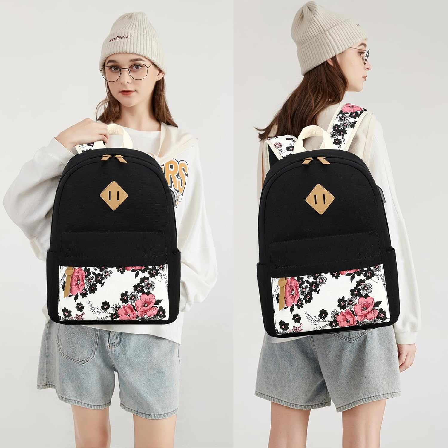 School Backpack for Teen Girls Kids Bookbag with Lunch Box Pencil Case, Laptop Backpack Casual Daypacks Teens Bookbag - Bigfloral image number 6