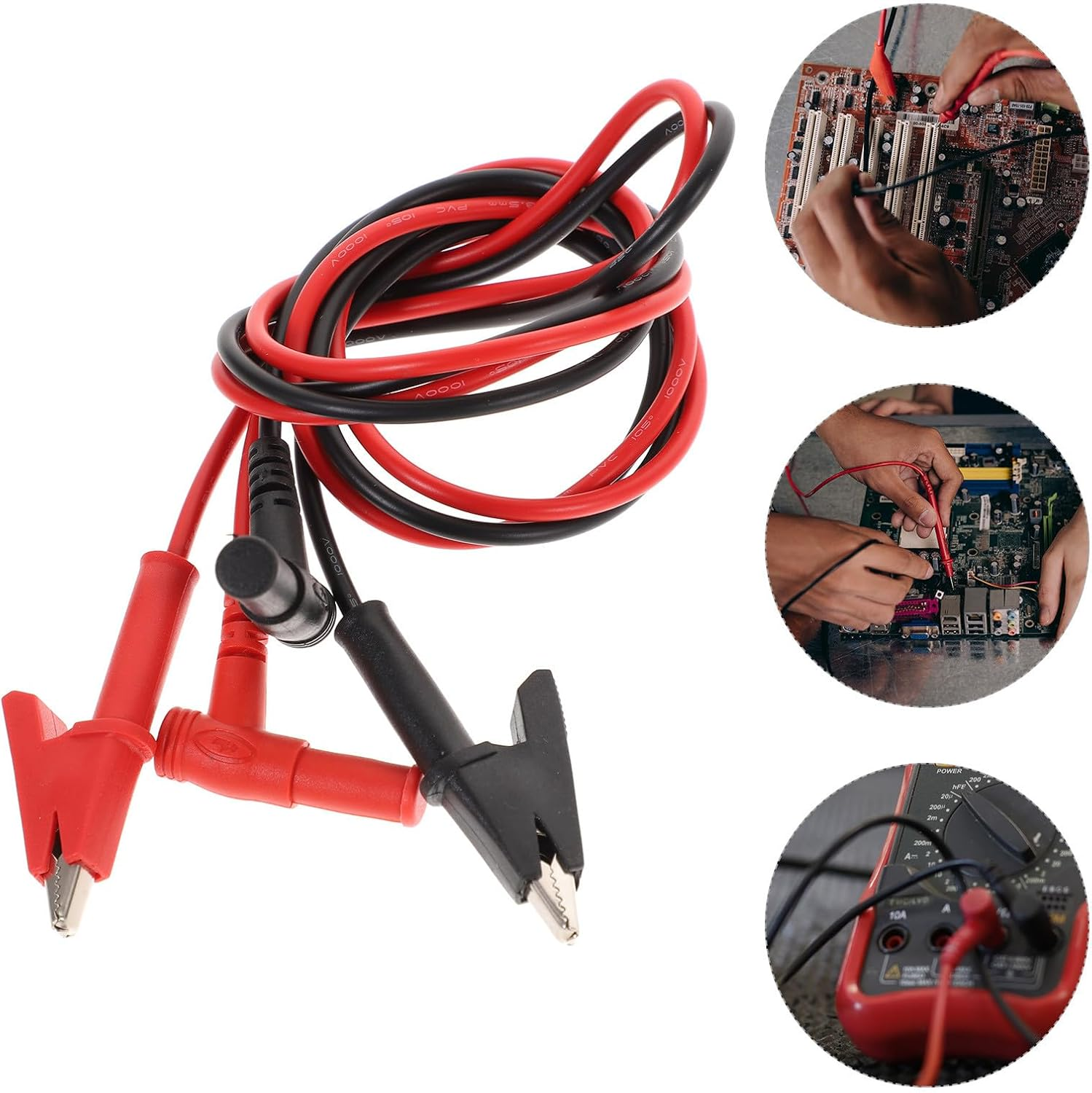 Gadpiparty Multimeter Alligator Clips Test Cable Probes Shaped Banana Plugs Copper Tips Insulated Rubber Leads for Electronic Testing and Power Supplies Black Red image number 5