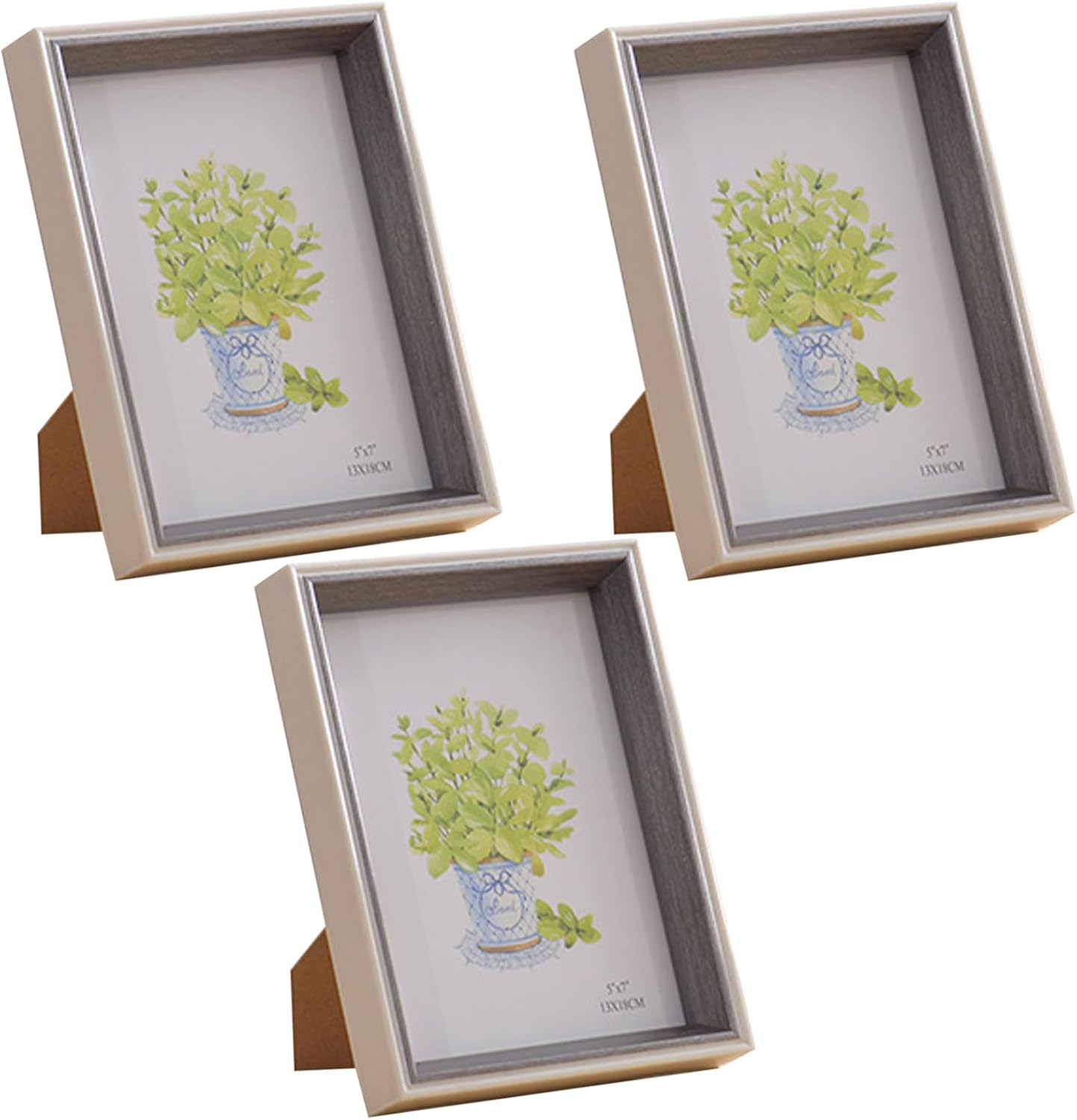 3 Pcs 6" Deep Photo Frames, 6"X 4" Photo Frames with Vertical/Horizontal Angle Bracket, Stereoscopic 3D Portrait Photo Frames, Picture Frames for Home Office Decoration Tabletop Wall Display (Grey)