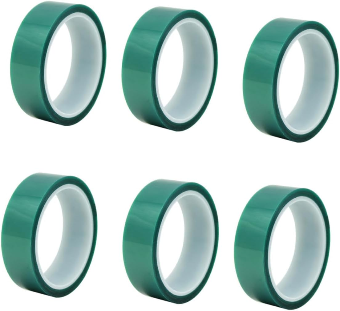 5Pcs Green High Temperature Resistant Pet Adhesive Tape for Car Spray Paint Plating Circuit Board Shielding 8Mm X 33M X 0.06Mm Heatproof Automotive Tape image number 5