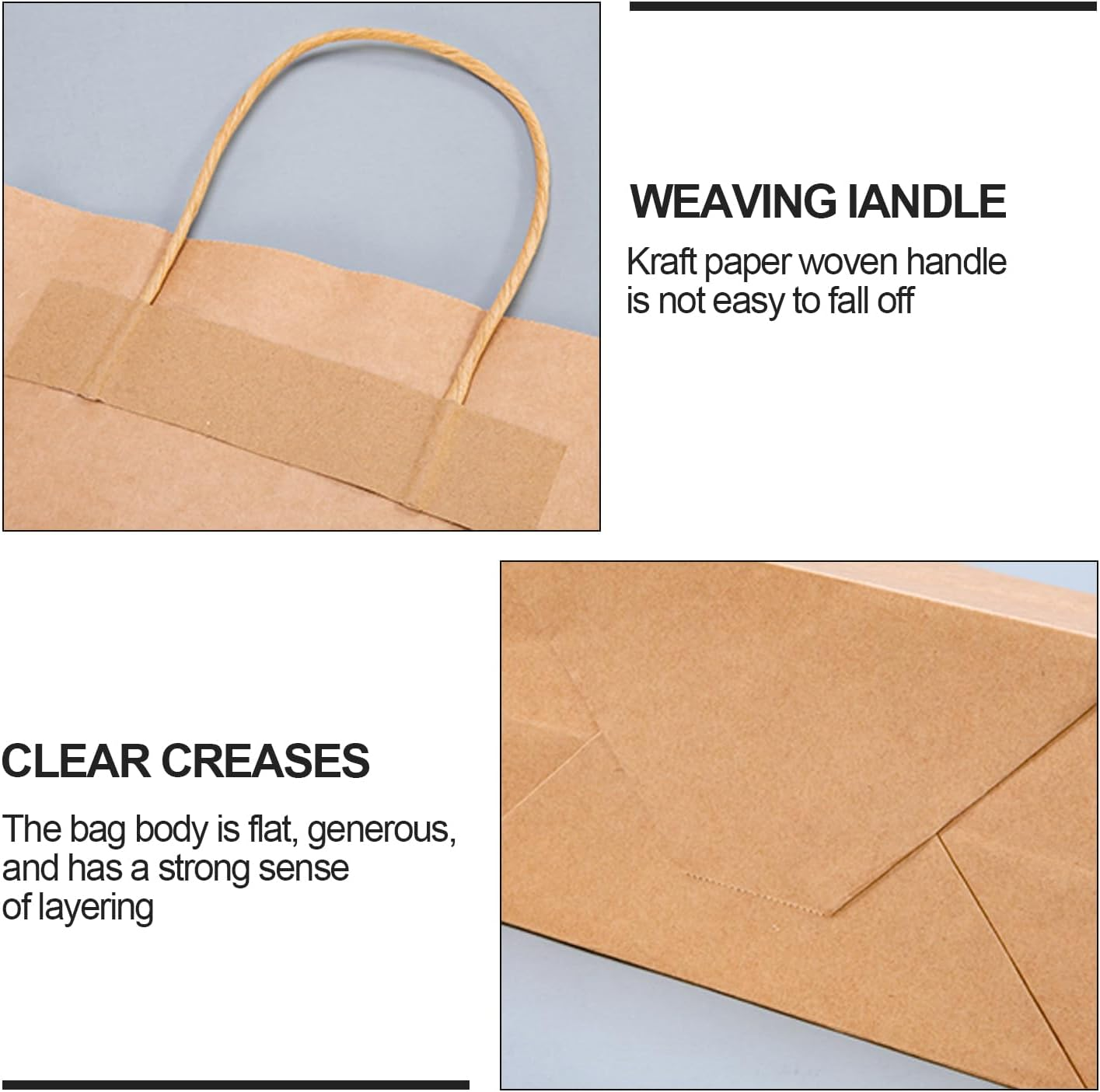 H HOME-MART Party Bags,50 Pack Brown Paper Bags with Handles,21 * 11 * 27Cm,Bulk Kraft Paper Bags Craft Gift Bags for Christmas Birthday Party Favors Grocery Retail Shopping Business Goody image number 6