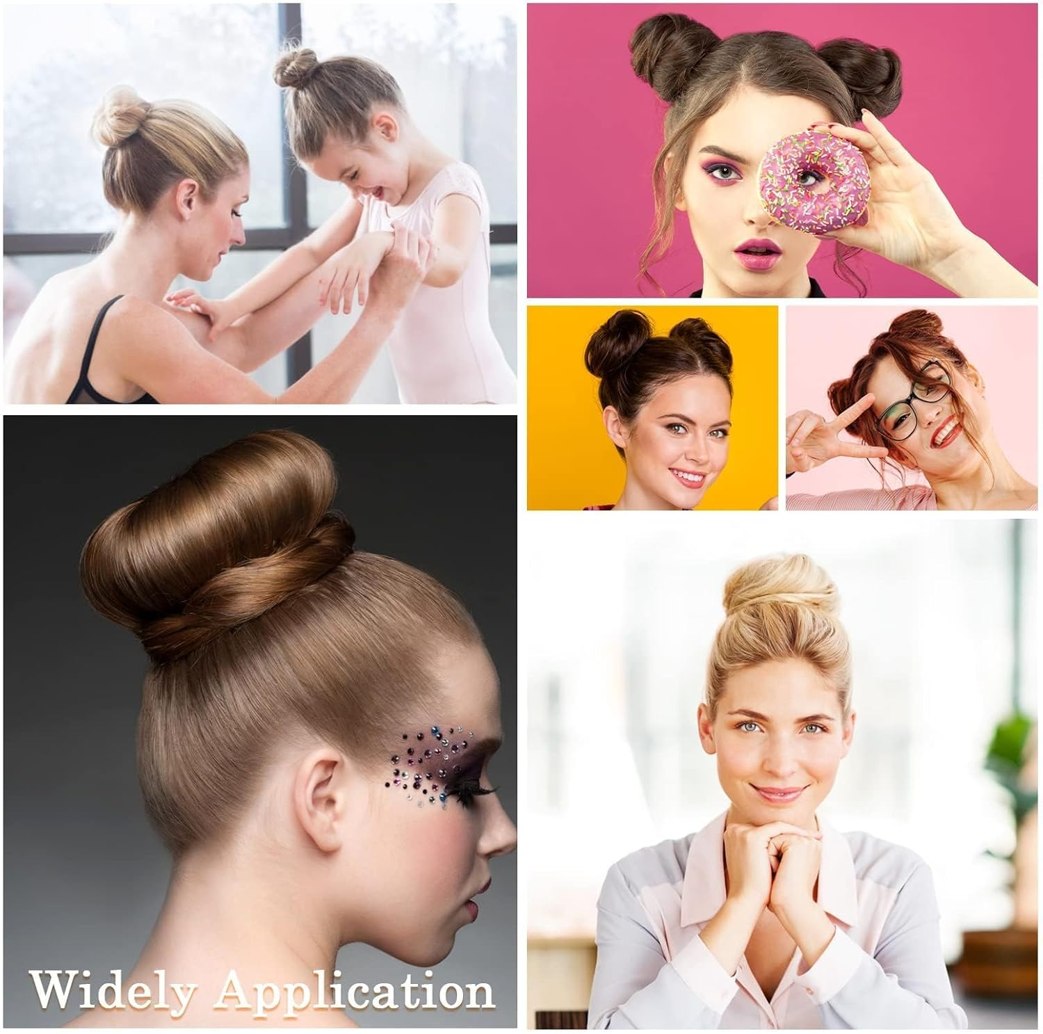 Sularpek Bun Maker Set of 4 Hair Bun Maker Set - Hairstyle Aid Set, 20 U-Shaped Hair Clip, Hair Pin, Bun Pillow, Hair Styling Hair Accessories for Children, Girls, Women (Brown) image number 6