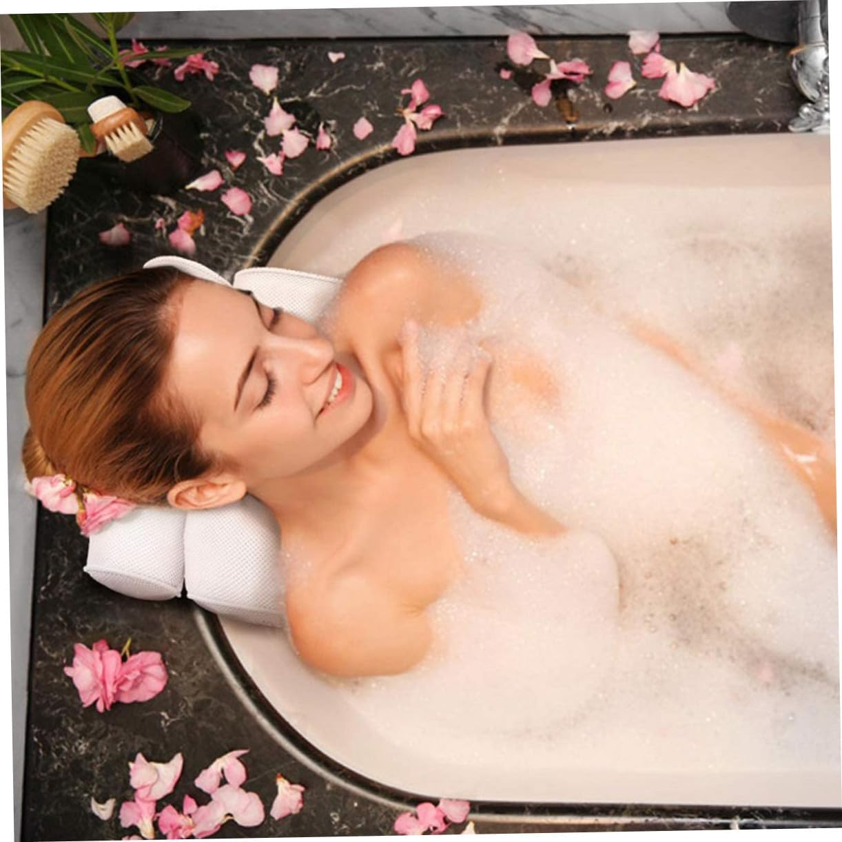 LOLIPPYY Bath Pillow 3D Mesh Spa Tub Pillow with 6 Suction Cups Neck and Head Support Cushions for Relaxing Bathing at Home image number 4