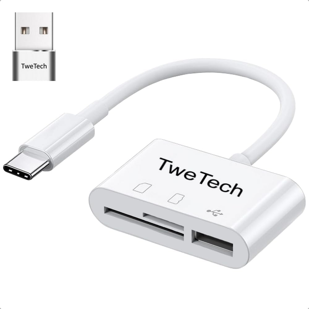 Twetech Micro SD Card Reader, SD Card Adapter, USB C Card Reader Adaptor OTG, Memory Sd/Micro SD/TF/SDXC/SDHC/MMC, for USB & Type C Phone Tablet Laptop, Iphone Ipad Imac Macbook, Samsung Android image number 1