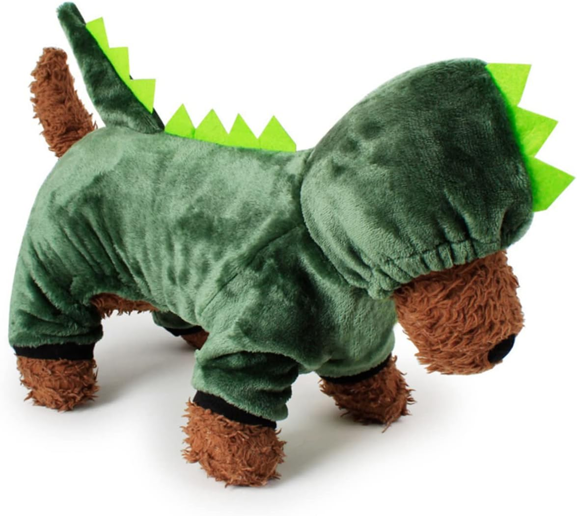 Halloween Dog Costume Dinosaur Dog Outfit Large Size Warm Pet Clothes Winter Jumpsuit image number 2