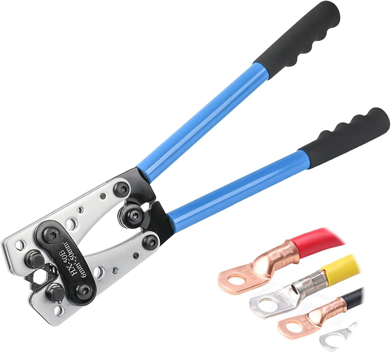 Pearyaest Battery Cable Lug Crimping Tool,For Heavy Duty Wire Lugs,Crimping Pliers for Battery Terminal 6-50Mm&sup2;,Wire Crimper for AWG 10-1/0 Electrical Lug,Awg Wire Cable Cutting and Crimping image number 4