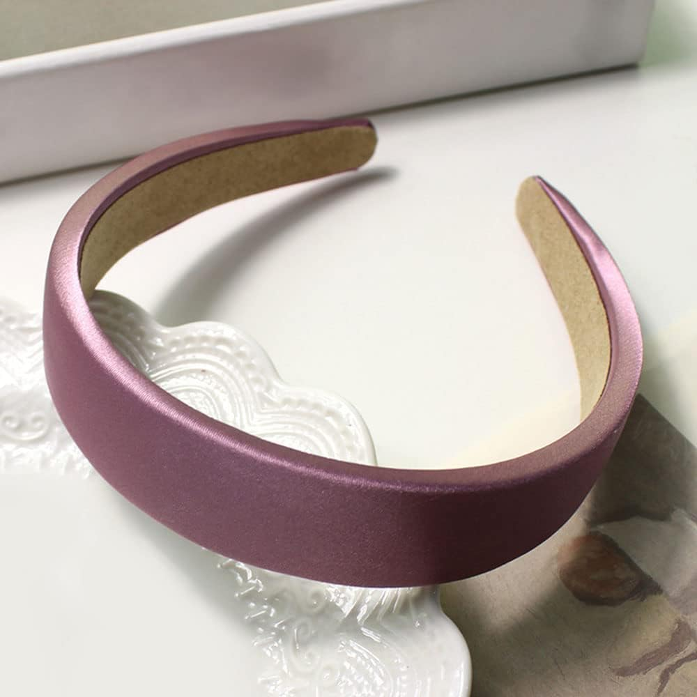 5 Piece Plain Satin Covering Turban Headband Fashion Hair Bands,Headwear Barrette Styling Tools Accessories with Solid Colors,Non Slip Hairband image number 6