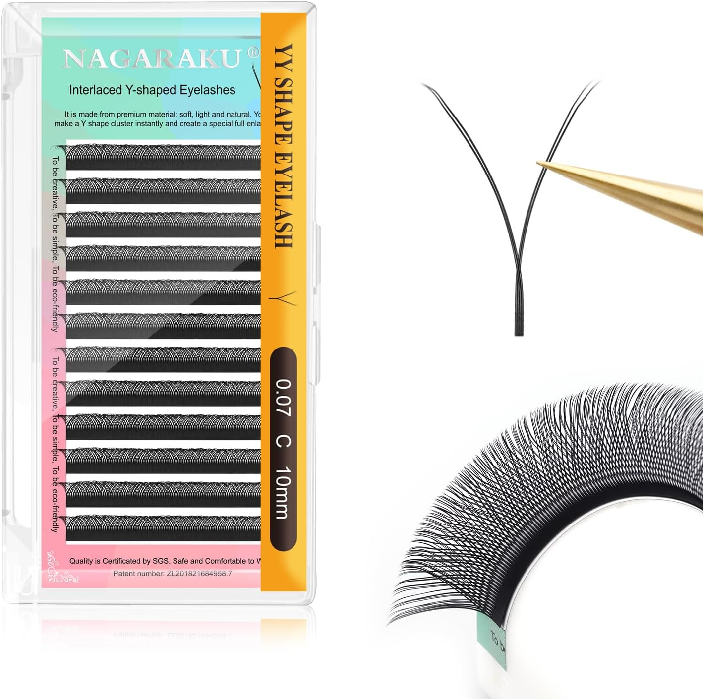 NAGARAKU YY Eyelash Extensions Supplies Y Lash Premade 4D Easy Fan Russian Volume Cluster Faux Mink Matte 12 Rows Pre Fanned Wispies Crisscross Eye Lashes(0.07Mm C Curl 10Mm) image number 4