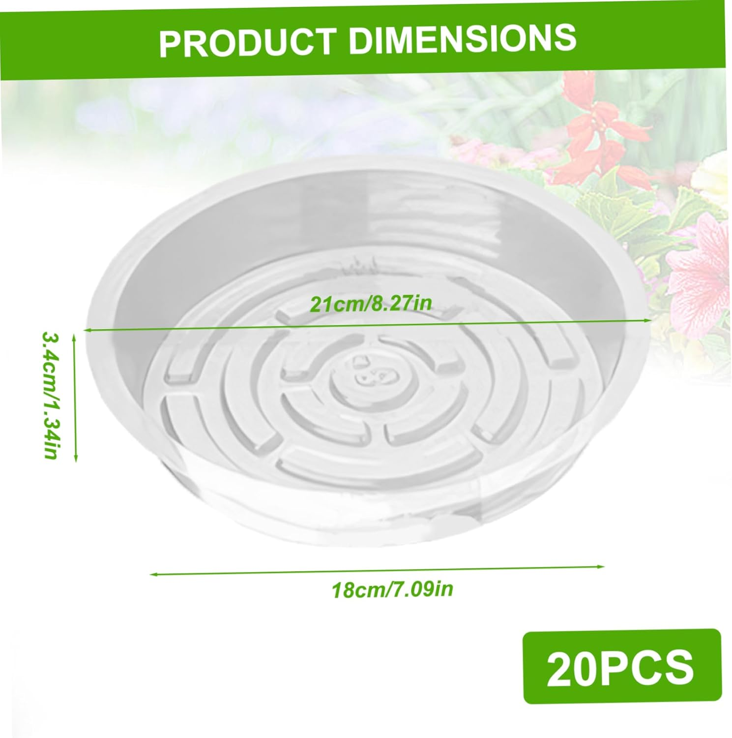 Plant Saucer 20Pcs 8 Inch round Plant Tray Non-Slip PP Plant Pot Saucers Waterproof Transparent Plant Drip Trays for Indoor Outdoor Gardening Supplies Plant Drip Trays Plant Pot Saucers Plant Tray image number 1
