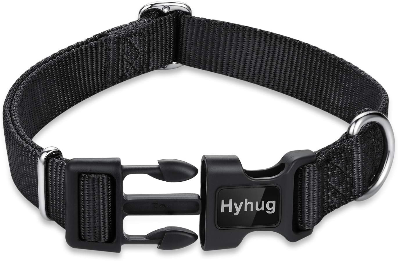 Hyhug Dog Collar with Quick Release Buckle, Heavy Duty Nylon, Basic Collar for Medium Dogs Daily Use Walking Jogging(Medium, Black) image number 3