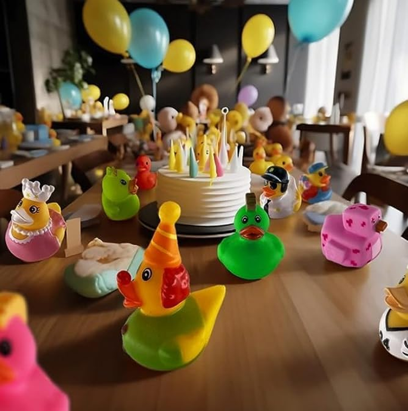 30 PCS Rubber Ducks, HMNXG Random Assortment Mini Rubber Duckie Toys for Kids Baby Bath Shower Toys, Birthday Gifts, Summer Beach Pool Activity, Carnival, Holiday Party Favors image number 3