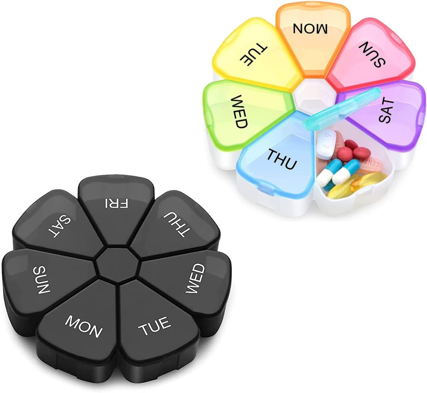 2 Pack Pill Organizer, Betterjonny 7 Day Portable Medicine Box Case with Large Compartments, to Hold Daily Medication, Vitamins Fish Oil, Supplements image number 2