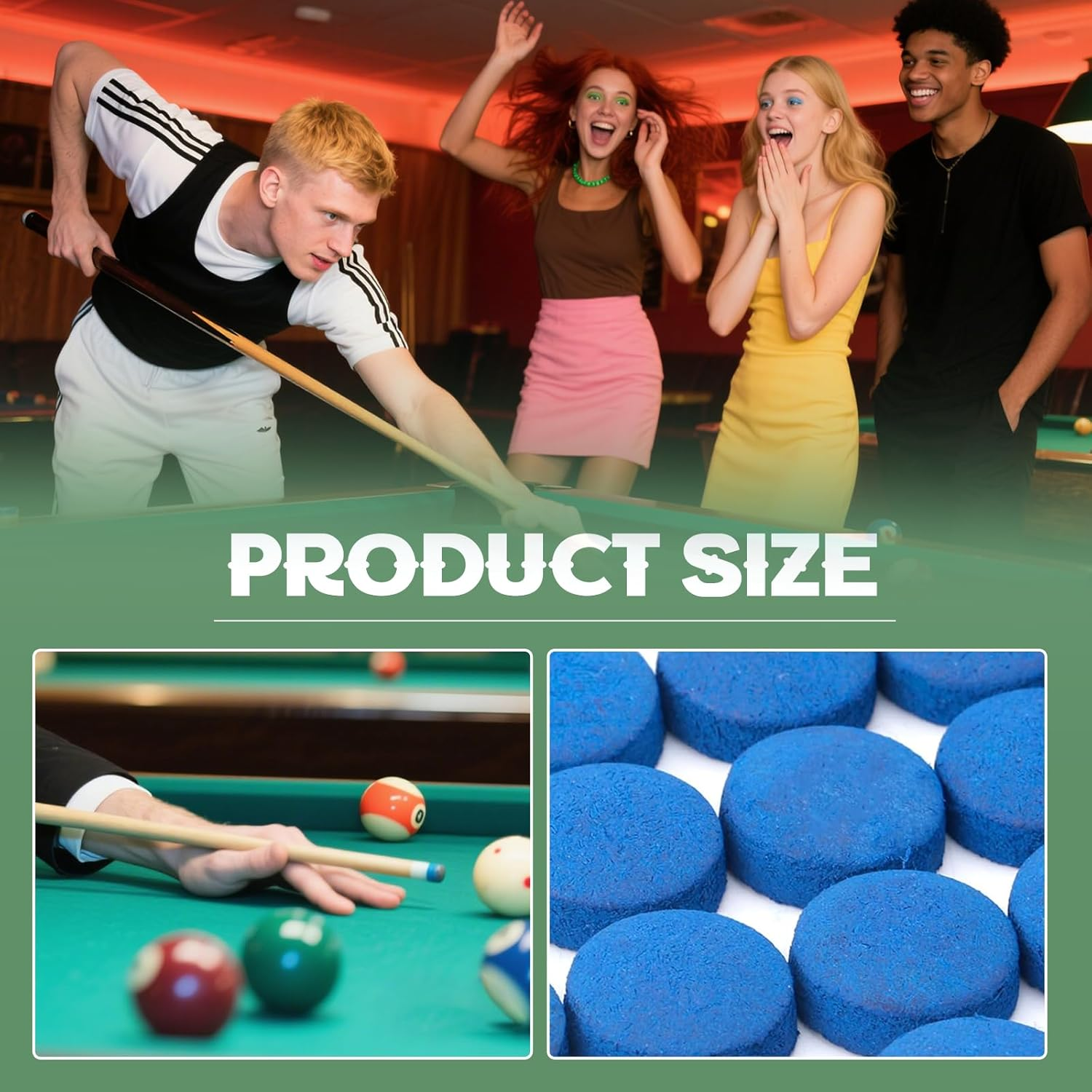 Pool Cue Tips Replacement Kit 20 Pack Durable Hard Leather Billiard Accessories Blue Snooker Cue Tips for Professional Players image number 1