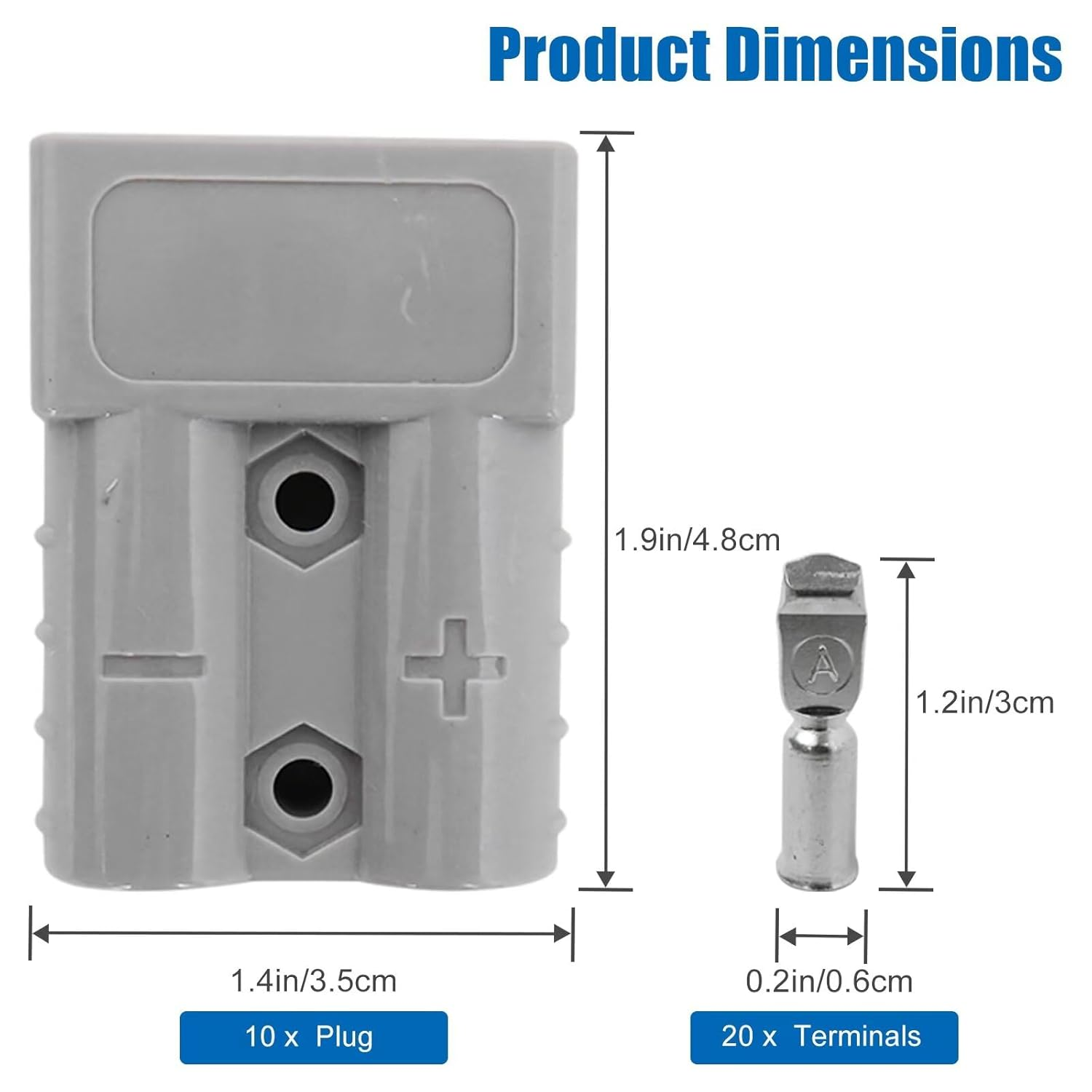 10Pcs Anderson Style Plug 50 Amp with Dust Cover Cap 6AWG DC Connector 12-24V Power Tool, Suitable for Solar Pandels Caravans 4WD image number 4