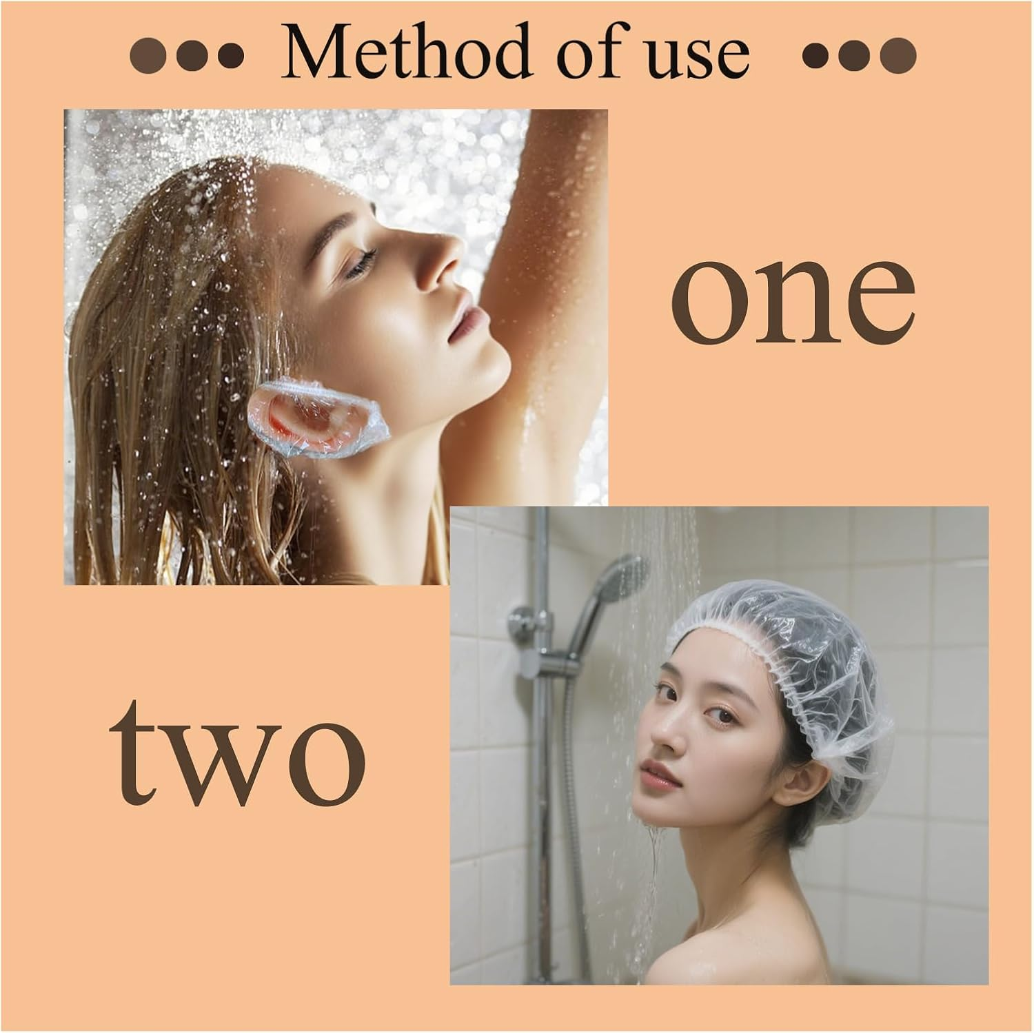 300 Pcs Disposable Shower Caps Ear Caps Set - Waterproof Shower Caps Ear Caps for Women, Shower, Bath, Salon, Travel & Spa - Thickened Material, Elastic Fit image number 1