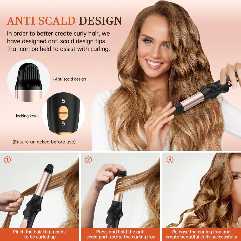 HCRTGAY Curling Iron,Cordless Rechargeable Curling Iron,Cordless Hair Curler(3 Gear),Travel Mini Straightener 4000Mah,Usb Charge Battery Flat Iron and Curler 2 in 1 for Long Short Hair(Small & Black)