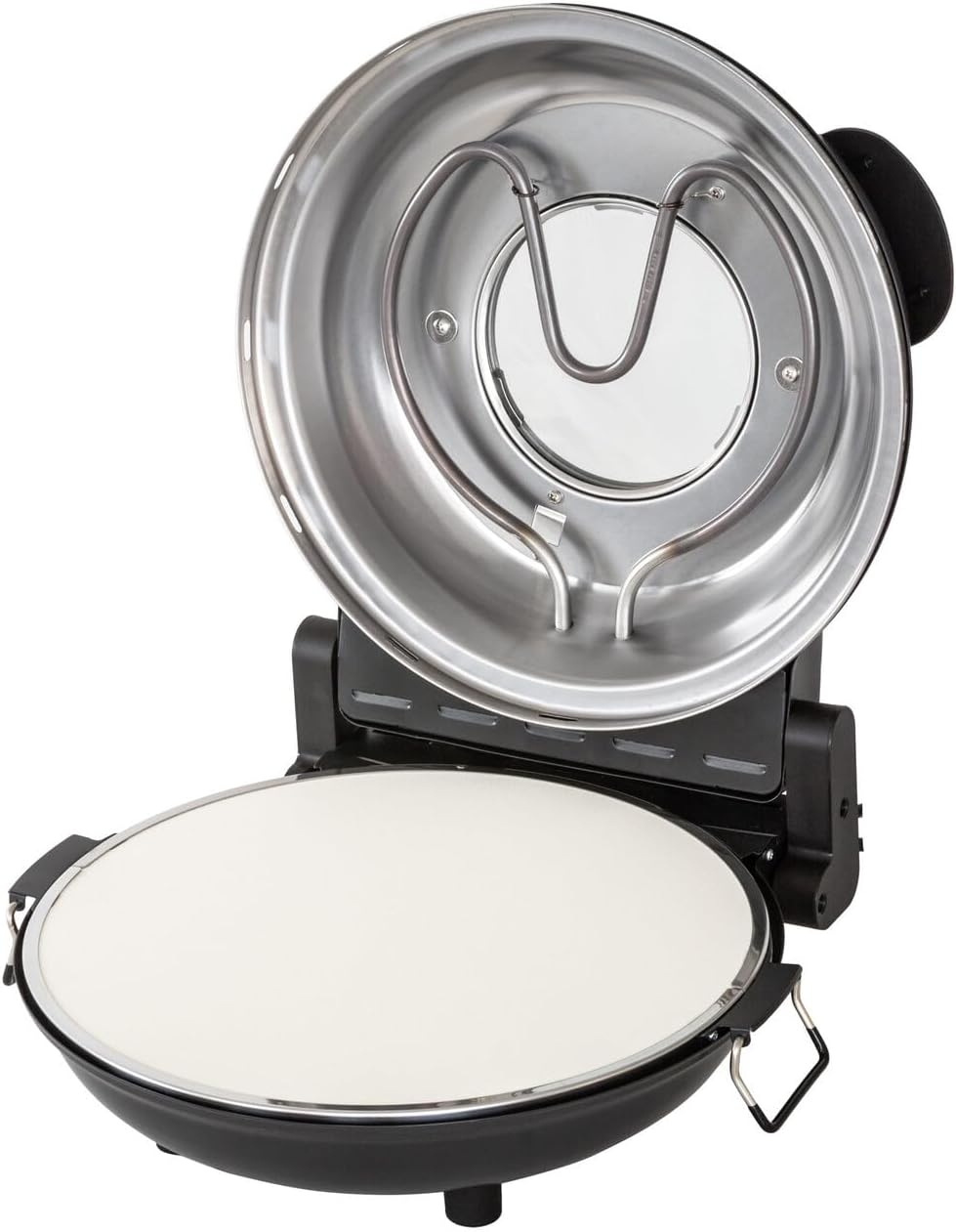 Healthy Choice 12-Inch Pizza Oven &ndash; Thermal Control, Timer, Viewing Window, Removable Stone, Compact Design, Perfect for Homemade Pizza & Baking - Black