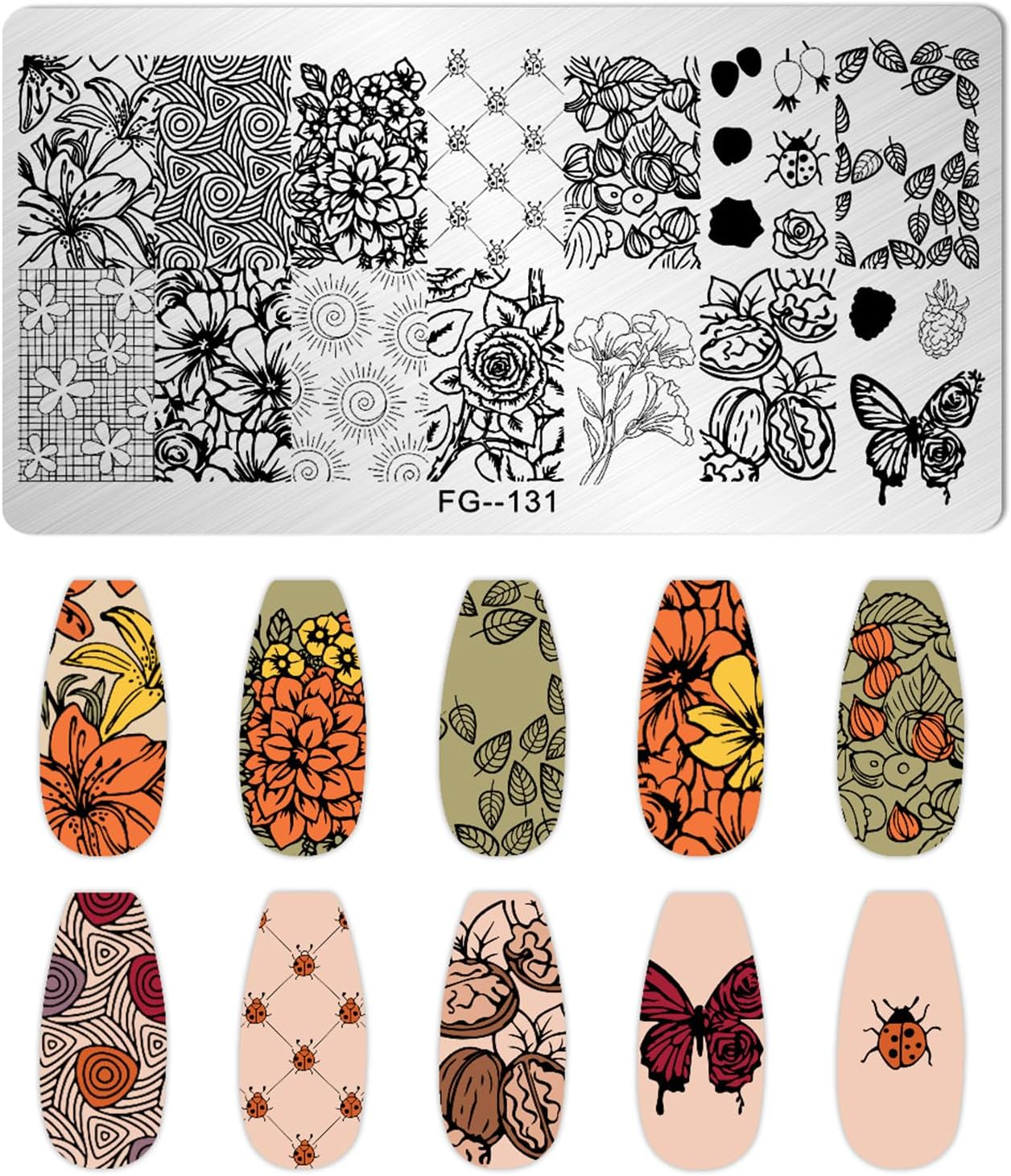 Addfavor Nail Stamper Kit 7Pcs Nail Stamping Plates Flower Geometric Mandala Animal Image Nail Stencils with 2 Stamp and 2 Scraper for Home Salon Manicure Design Supplies Tools image number 5