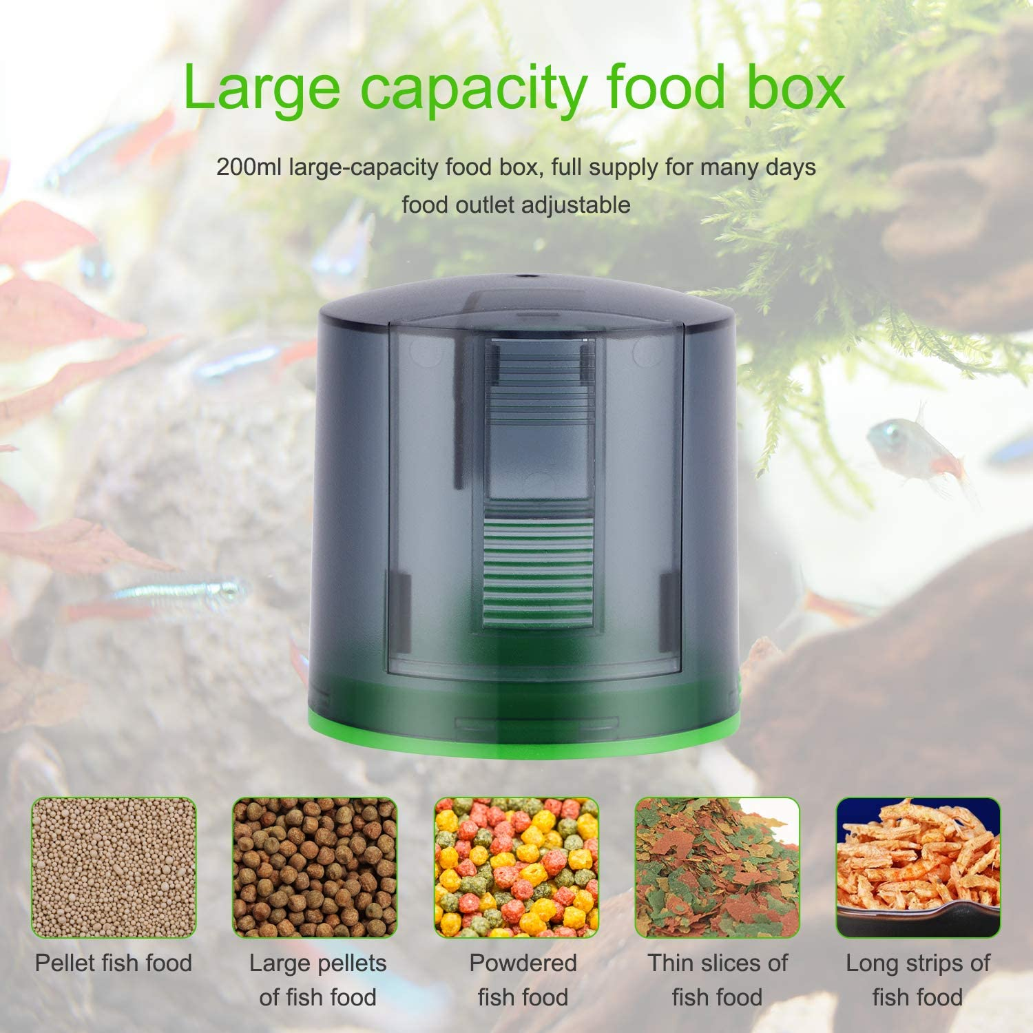 Automatic Fish Feeder, SZMDLX Auto Timer Fish Feeder, Moisture-Proof Fish Food Dispenser for Aquarium/Fish Tank on Vacation image number 3