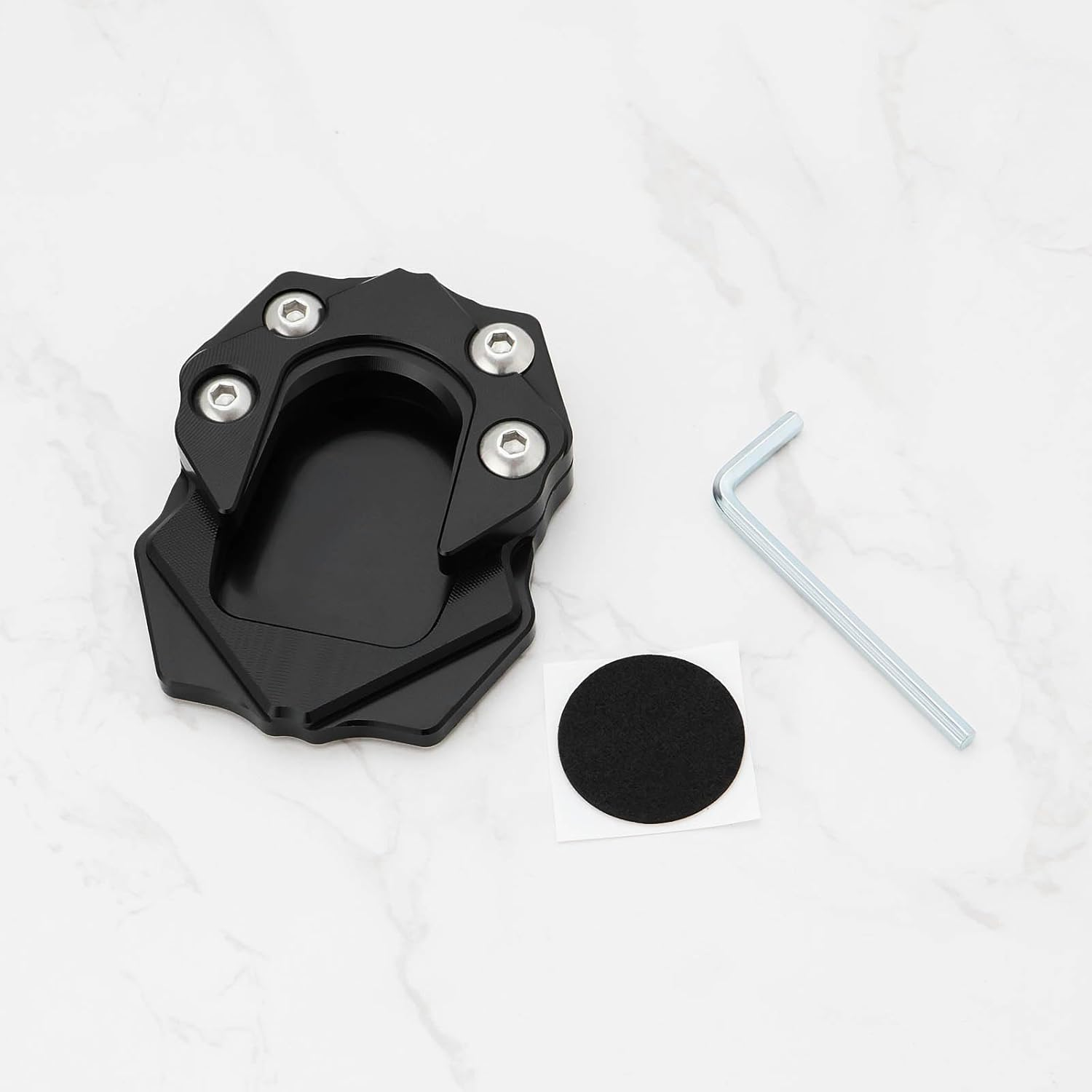 LT Easiyl 1PC Motorbike Kickstand Pad Aluminum Alloy Foot Side Stand Enlarge Extension Pad 69.6X55.9Mm Compatible with Piaggio Vespa GTS GTV 250 300 2013-2023 Black image number 2