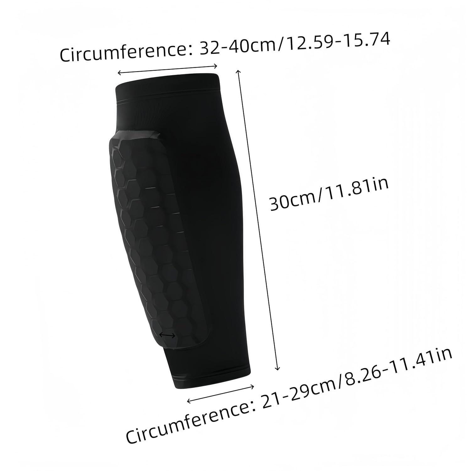 Football Shin Pads,1 Pair Soccer Shin Guards Sleeves,Breathable,30Cm Lightweights Protective Sleeve for Calf Compression Sleeve with Honeycomb Pads(Black)