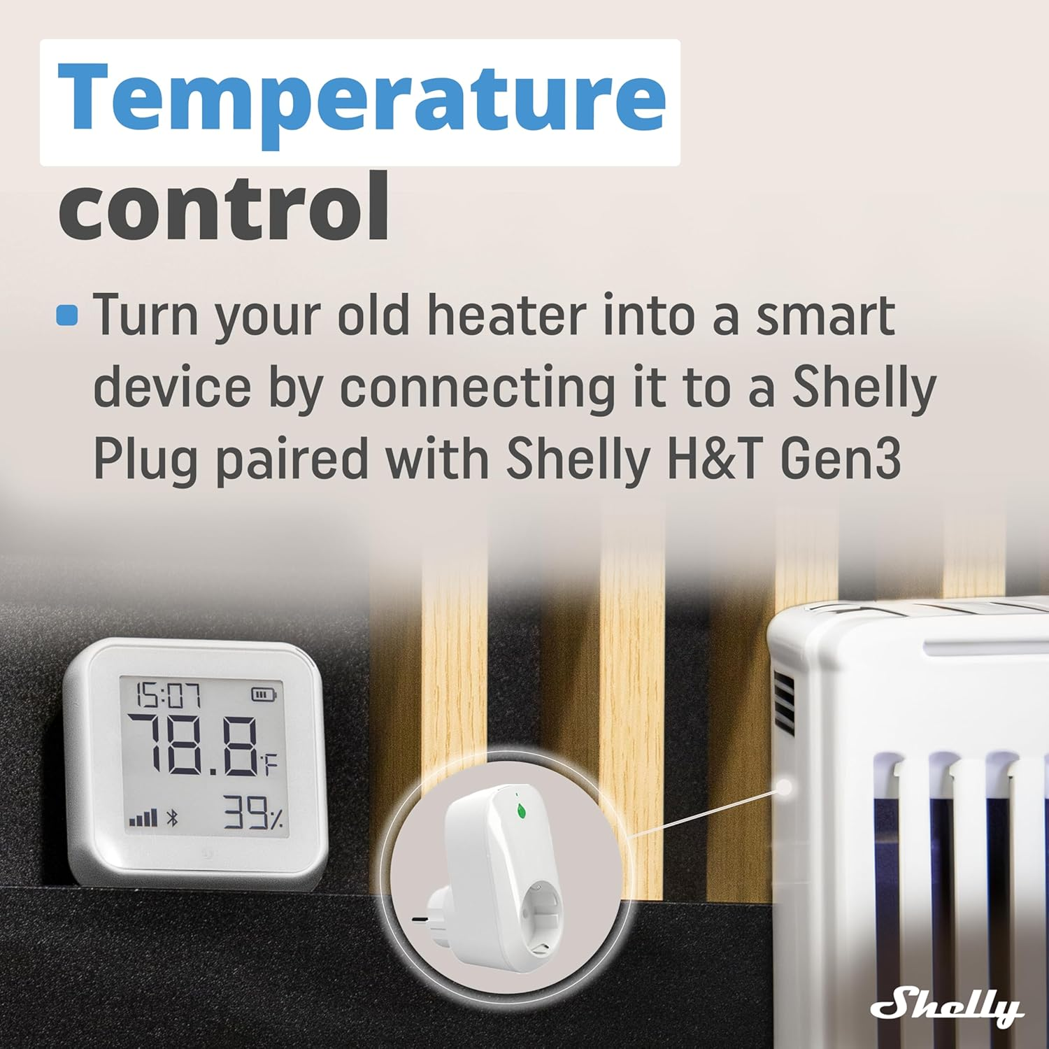 Shelly H&T Gen 3 White Wi-Fi and Bluetooth Temperature & Humidity Sensor Home Automation No Hub Required Long Battery Life Wall Mountable image number 6