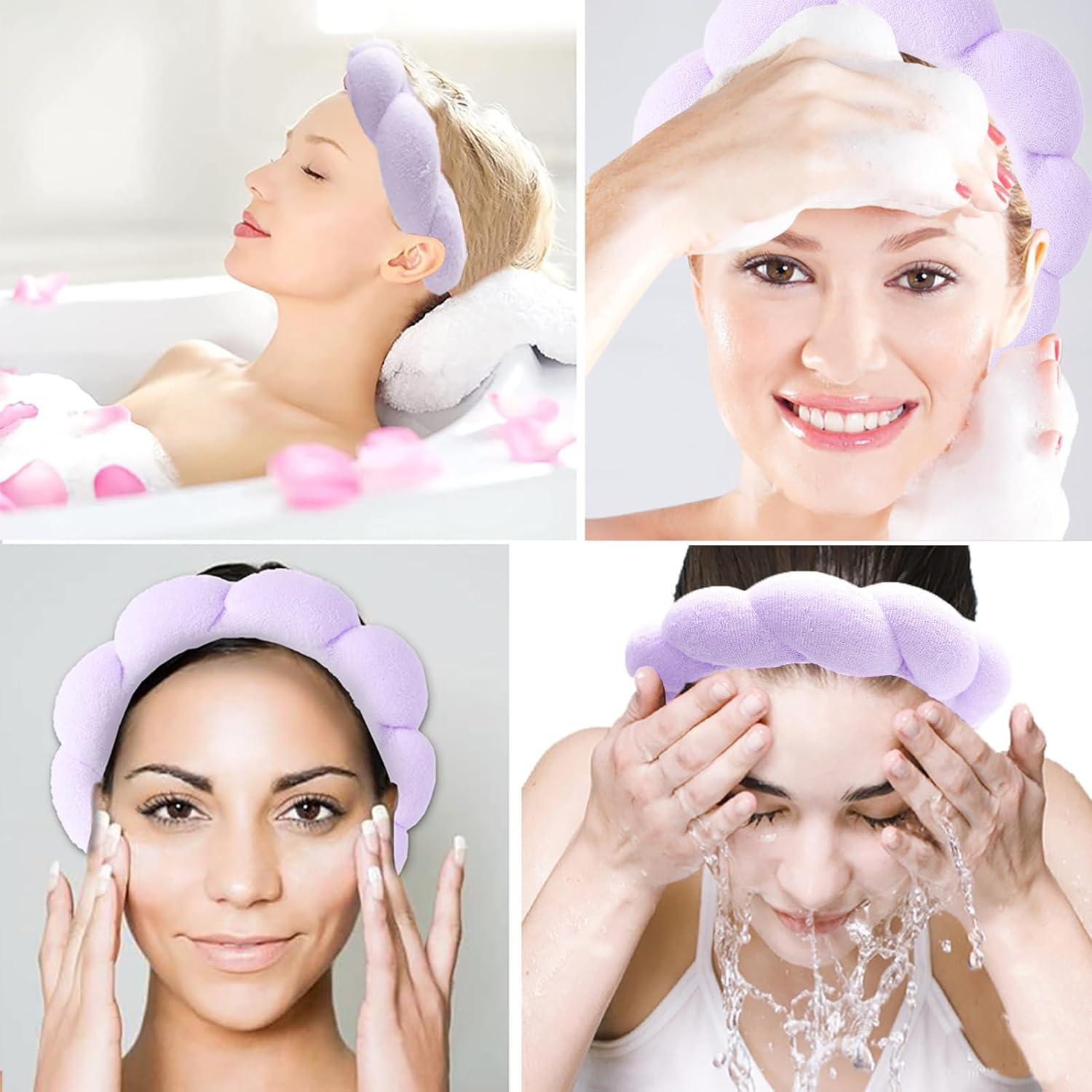 Headband Wrist Wash Band Set, Spa Face Hairband Wrist, Wrist Spa Wash Band, Sponge and Terry Cloth Fabric Headband, Wrist Makeup, Hair Band Velvet, Face Cleansing (#5) - 3 image number 2