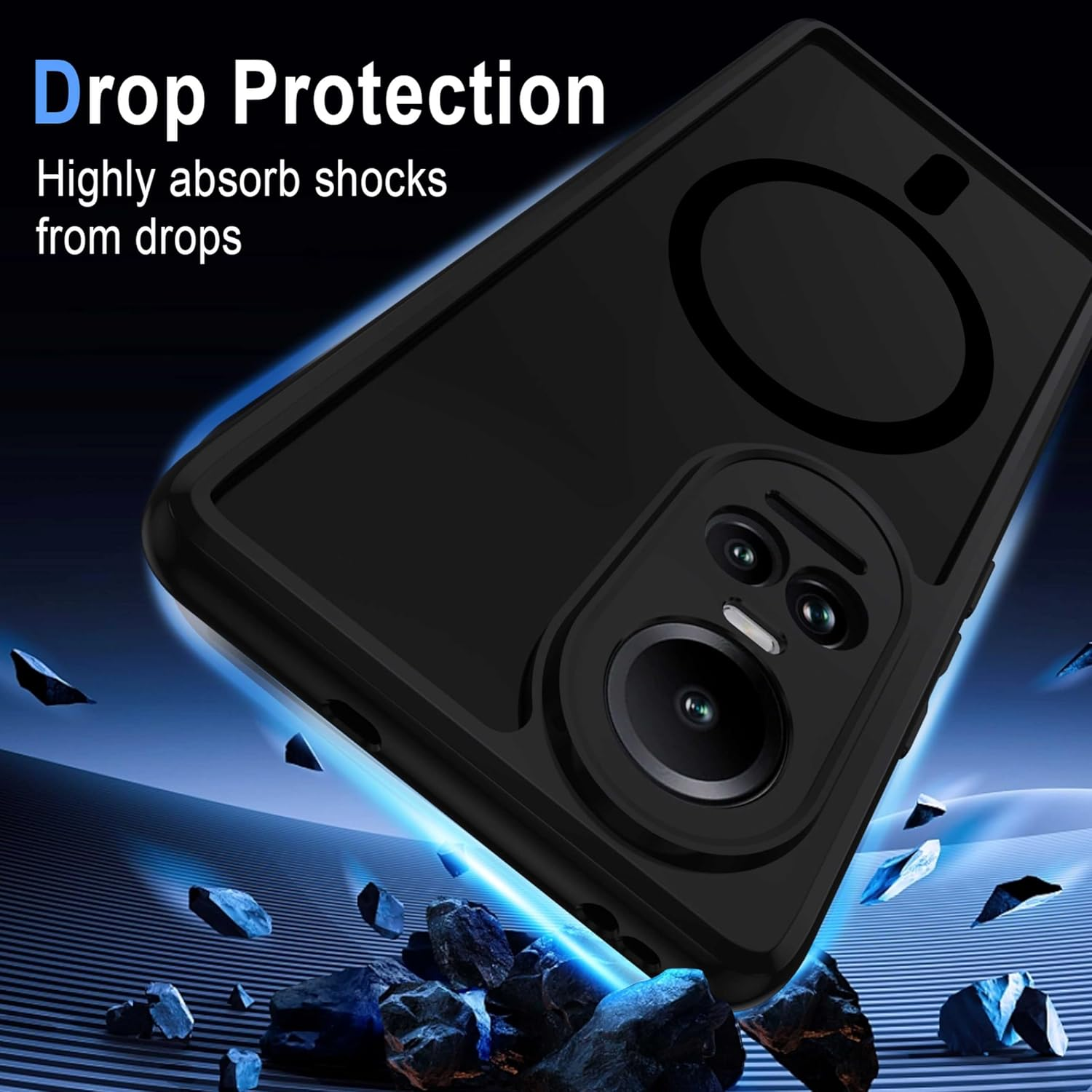 XTCASE for Oppo Reno 10 / Reno 10 Pro 5G Case Magnetic Compatible with Magsafe, Matt Translucent Mobile Phone Case for Oppo Reno 10 / Reno 10 Pro 5G Scratch-Resistant PC Back + TPU Bumper - Black