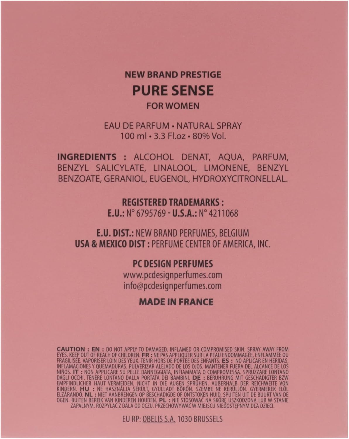 Prestige Pure Sense by New Brand for Women - 3.3 Oz EDP Spray image number 1