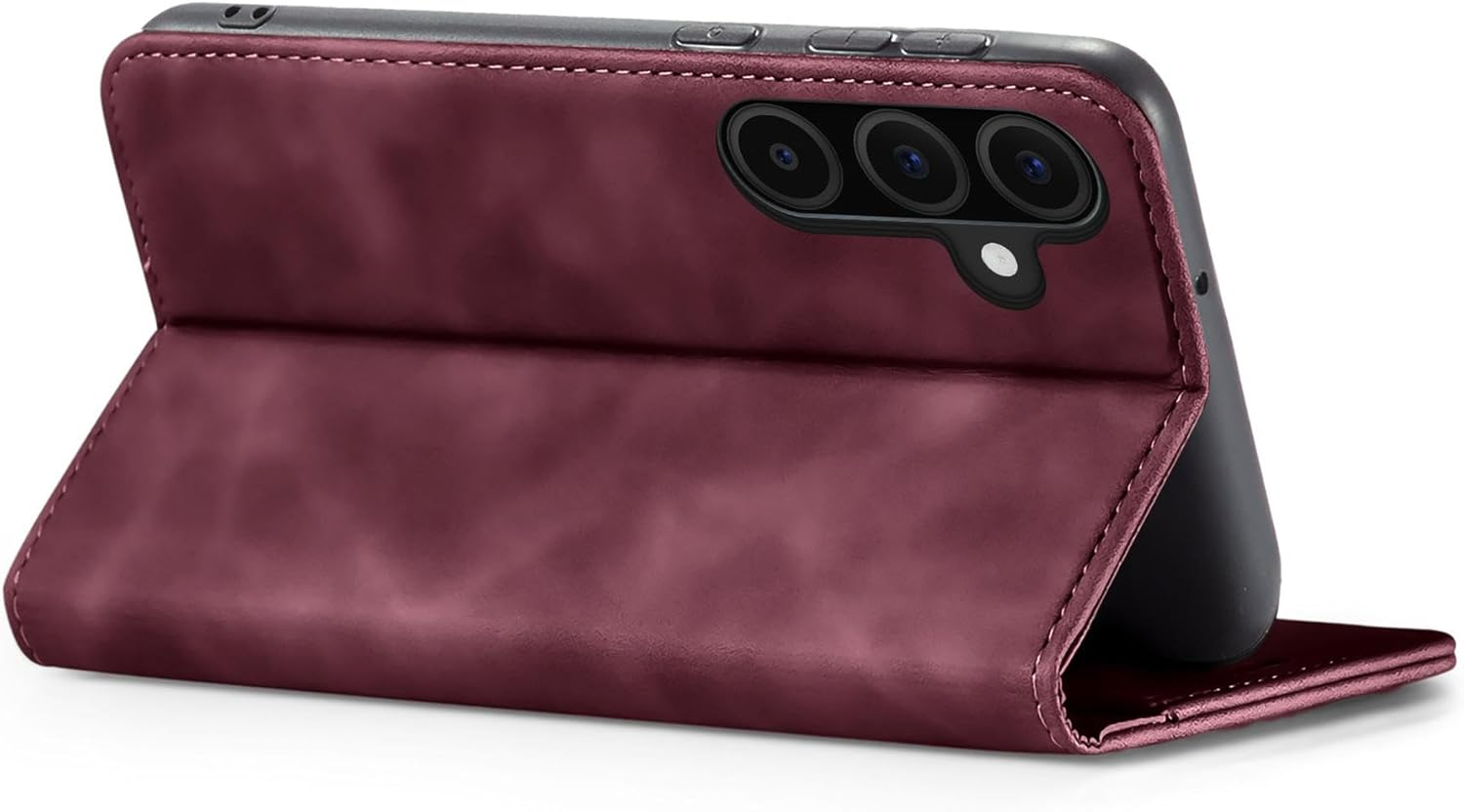 LBH Mobile Phone Case for Samsung Galaxy A36 5G in Wine Red with Card and Money Compartment Smartphone Case with Stand Function Flip Case Protective Cover Magnetic Closure Vintage image number 3