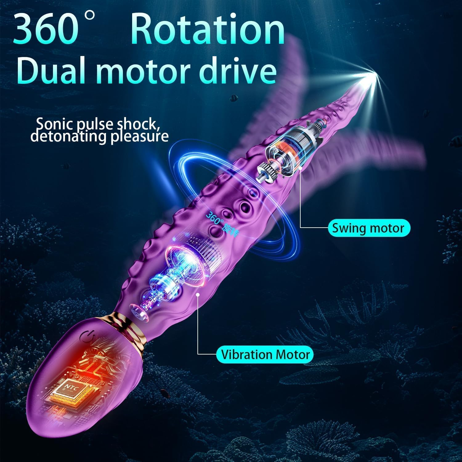 LONZYON Realistic Tentacle Vibrator Sex Toys Vibrating Monster Dildo Adult Toys with 10 Vibrating Modes for Anal Vagina Nipple Stimulation, Silicone Octopus Dildo Sex Toys for Women Couples Pleasure (Purple) image number 1