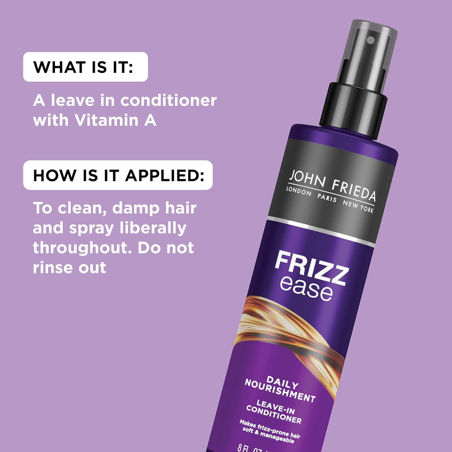 John Frieda Frizz Ease Daily Nourishment Conditioner for Frizz-Prone Hair with Vitamin A, C, and E, Black/Anthracite/Orange, 236 Ml (Pack of 2) image number 6