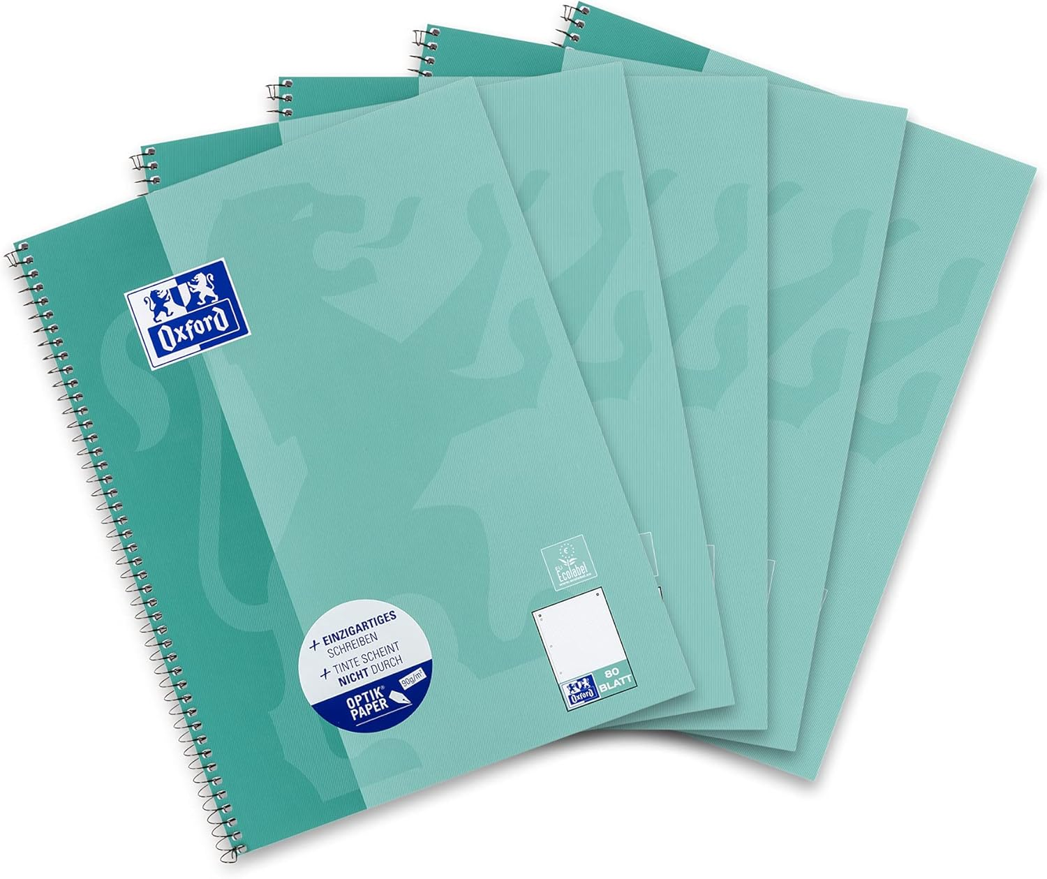 Oxford College Notepad A4 Dotted 80 Sheets Green Blue Pack of 5