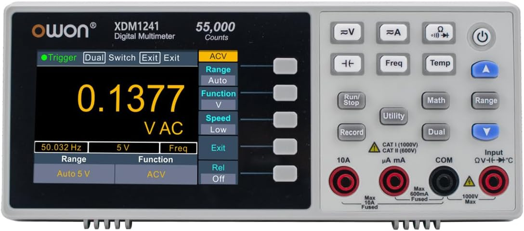 OWON XDM1241 Mini Battery Benchtop Digital Multimeter, 3.7In LCD Desktop Digital Multimeter True RMS Temperature Tester Meter image number 2