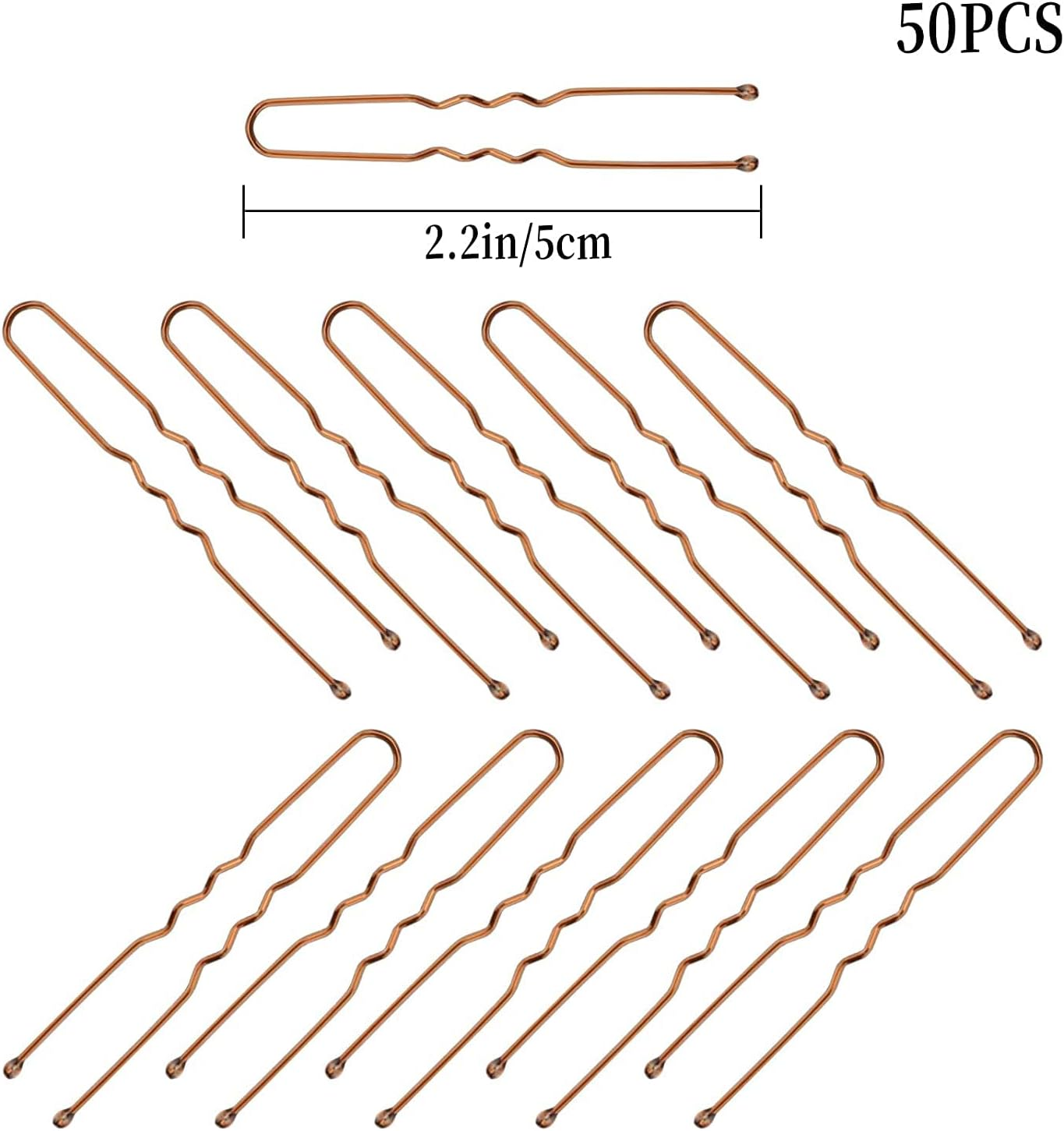 AIEX 50 Pieces U-Shaped Hair Pins Kit Hair Clips Secure Hold Hair Clips for Women Girls and Hair Salon (Brown) image number 4