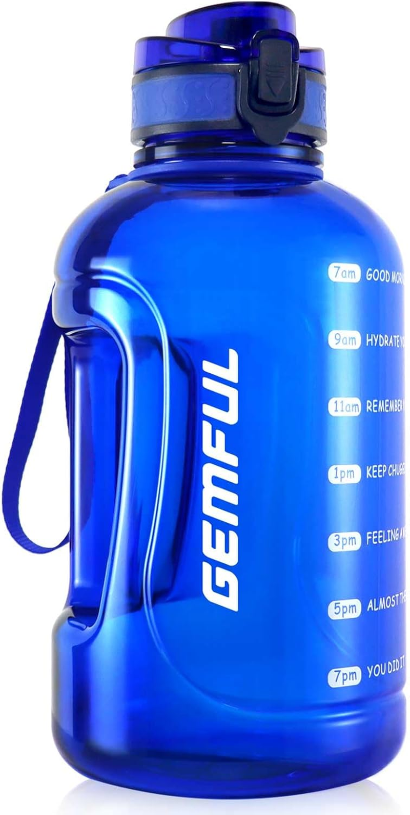 GEMFUL 64Oz Motivational Gallon Water Bottle Time Marked No Leak Water Jug Wide Mouth Leakproof BPA Free for Gym Sports Camping Fitness 2000Ml (Grey)