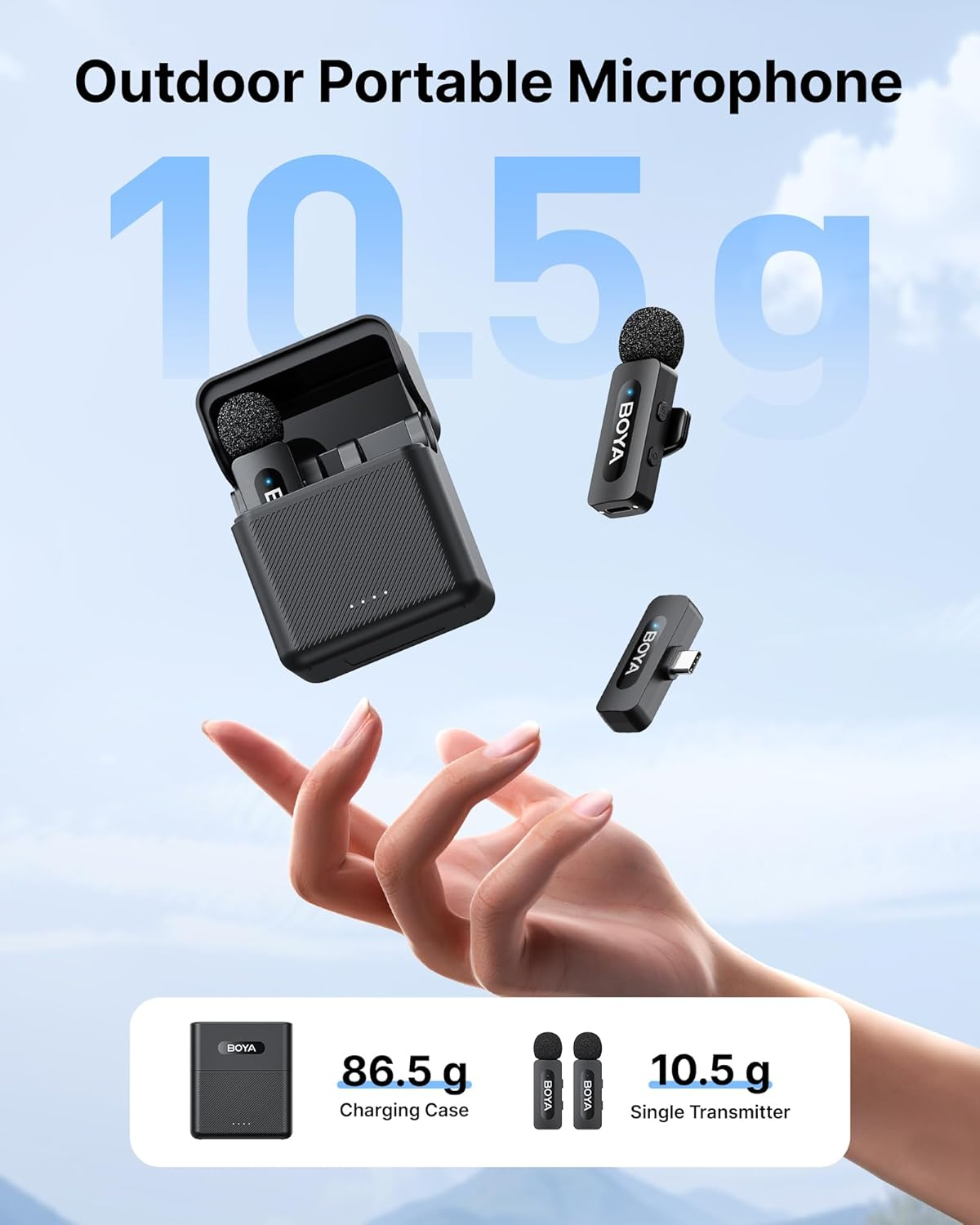 BOYA V3 Wireless Lavalier Microphone for Iphone 16/15&Android, 100M Wireless Range, All-In-One, Noise Reduce, 36H Battery Life&Charging Case for Vlogging Video Youtube Podcast Tiktok(Usb-C) image number 5