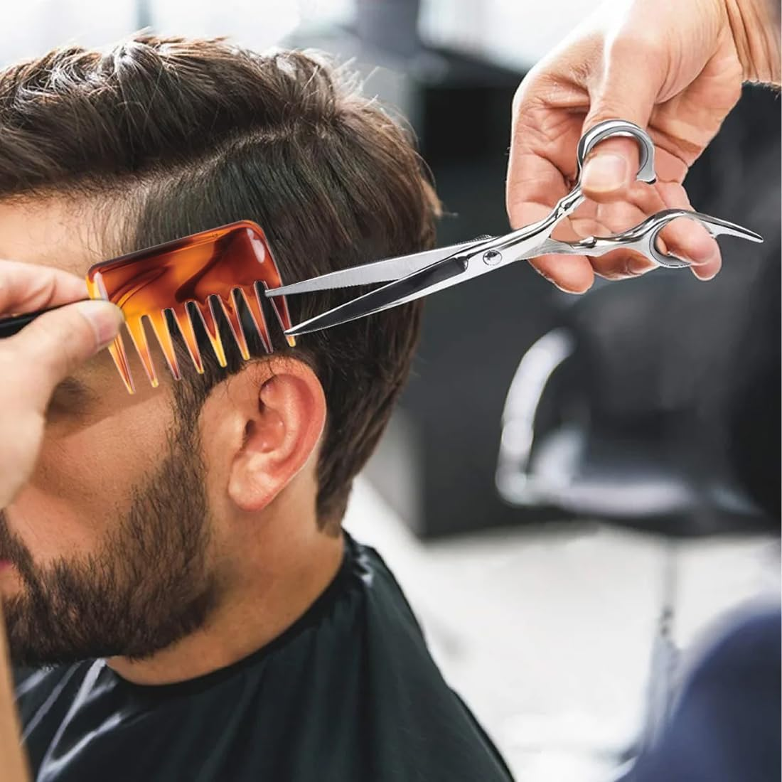 BIRLOZA Amber Wide Tooth Combs Bag Curling Comb Natural Curls Heat Resistant Comb Coarse Zinc Antistatic on the Go Highlight Comb for Women Men Hair Styling Curly Wet image number 3