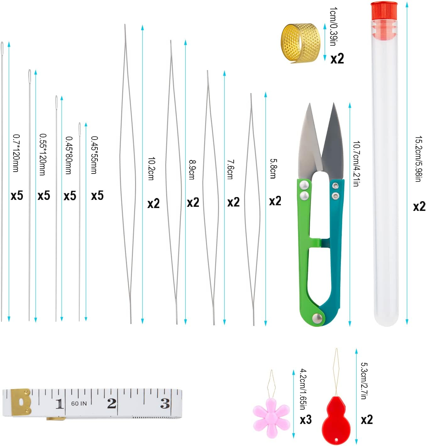 SAVITA 37Pcs Beading Needles,Beading Needles Set for Jewelry Making, Stainless Steel Beading Needles Tools Lightweight for Bracelets Necklaces Rings Making for Sewing DIY Crafts image number 4