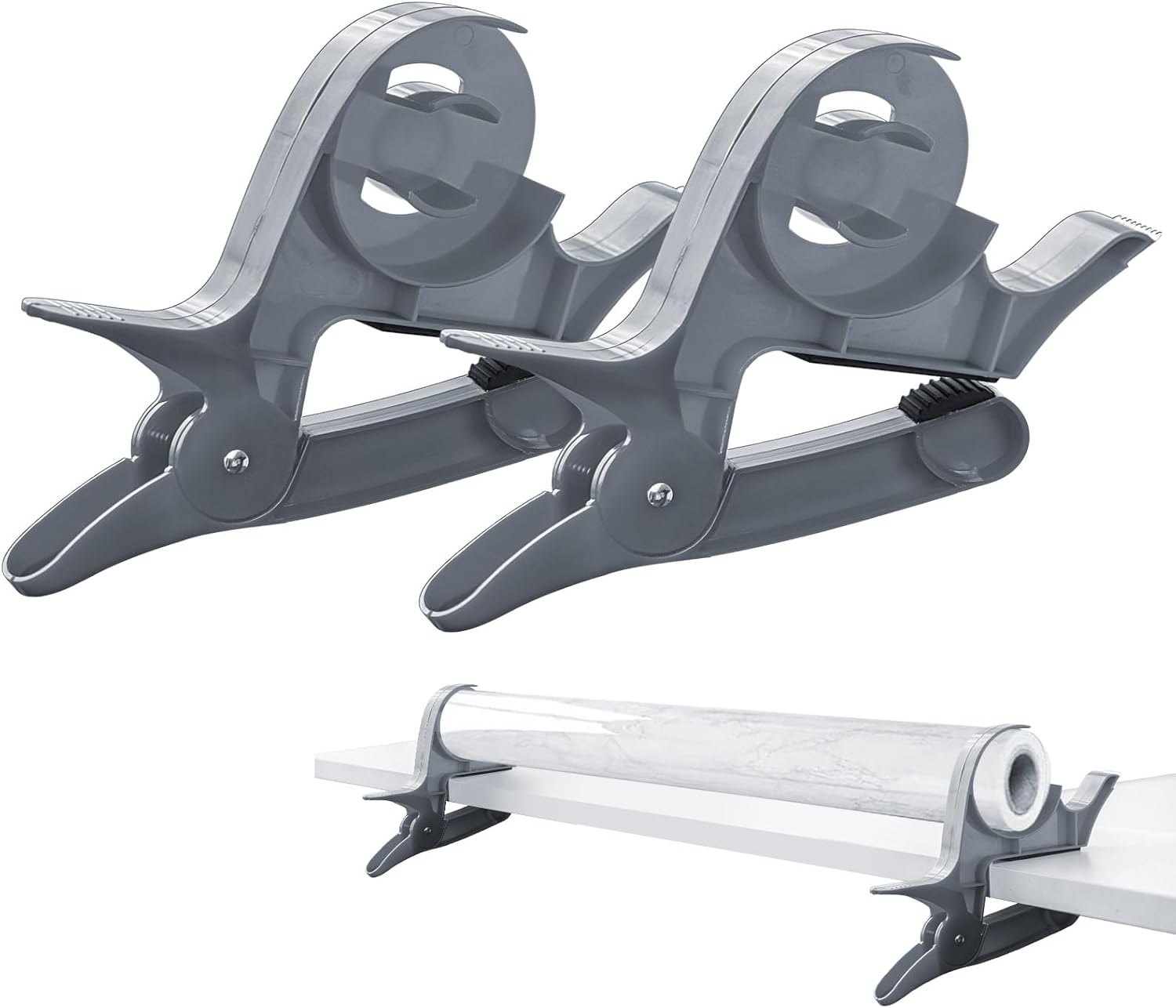 2 Pack Wrapping Paper Clamps Tape Dispenser Gift Wrap Cutter Tools for Smooth and Precise Cutting Easy to Use Paper Roll Holder for Holiday and Birthday Wrapping Organisation(Grey) image number 4