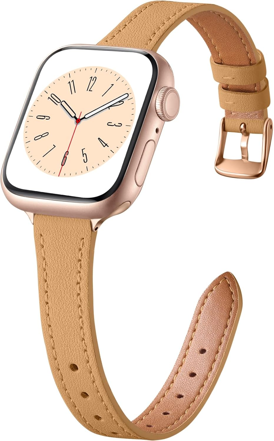 Witzon Slim Leather Straps Compatible with Apple Watch Strap 38Mm 40Mm 41Mm 42Mm 44Mm 45Mm Women, Top Grain Genuine Leather Strap Thin Watch Wristband for Iwatch Series 9 8 7 6 5 4 3 2 1 SE Ultra