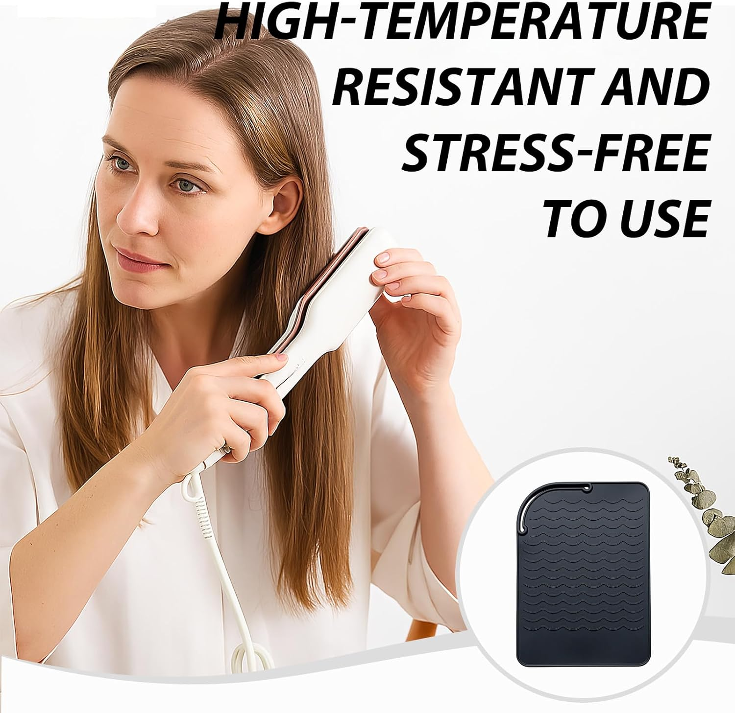 Ozessence 2 Pcs Heat-Resistant Mat for Curling Irons, 21&times;15.8Cm Portable Heat Silicone-Resistant Mat for Curling & Flat Irons, Used for Anti-Slip Protect Desktop and Travel Carry image number 5