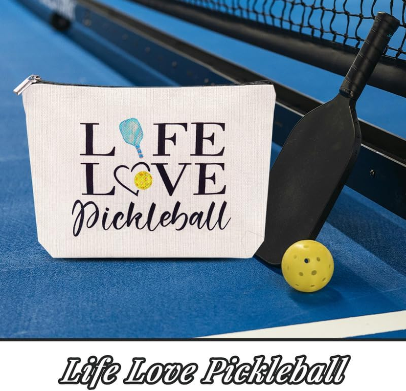 Pickleball Gifts for Women Her Pink Peace Lover Pickleball Lover Cosmetic Bag Gifts for Team Birthday Christmas Zipper Pickle-Balls Cosmetic Toiletry Pouch Purse Travel Pickle-Balls Stuff image number 6