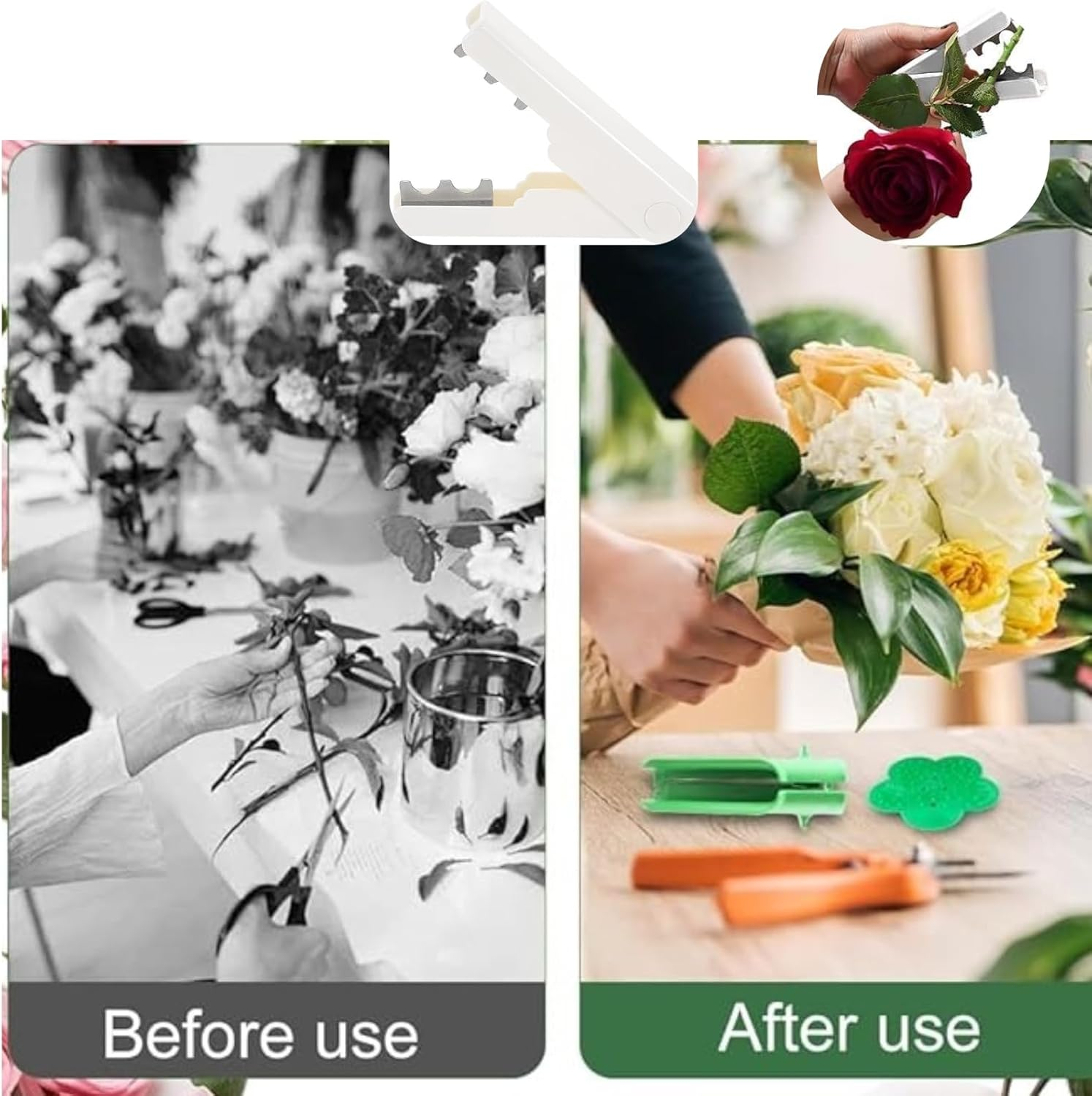 Professional Rose Thorn Stripper Tool, Rose Stripper & Cleaner Cutter, Metal Leaf Thorn Remover Tool- Quickly Remove of Roses Removing Burrs Pliers & Garden，White image number 3