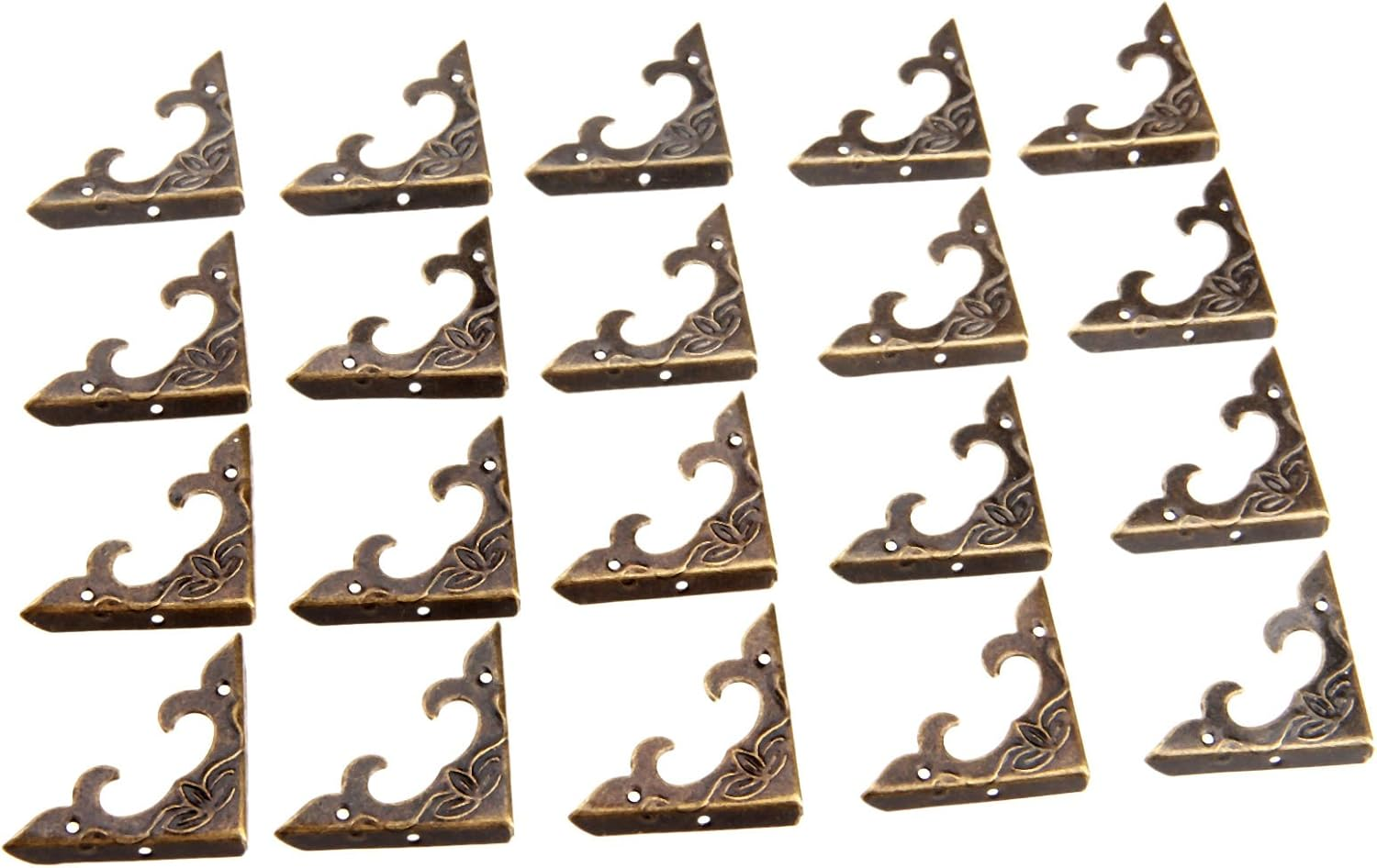 Dophee 20Pcs Antique Brass Box Corner Protectors, Vintage Decorative Corner Brackets Guards for Jewelry Box Wooden Case Chest Table Desk Photo Frame, 1.18"X1.18"X0.18" image number 1