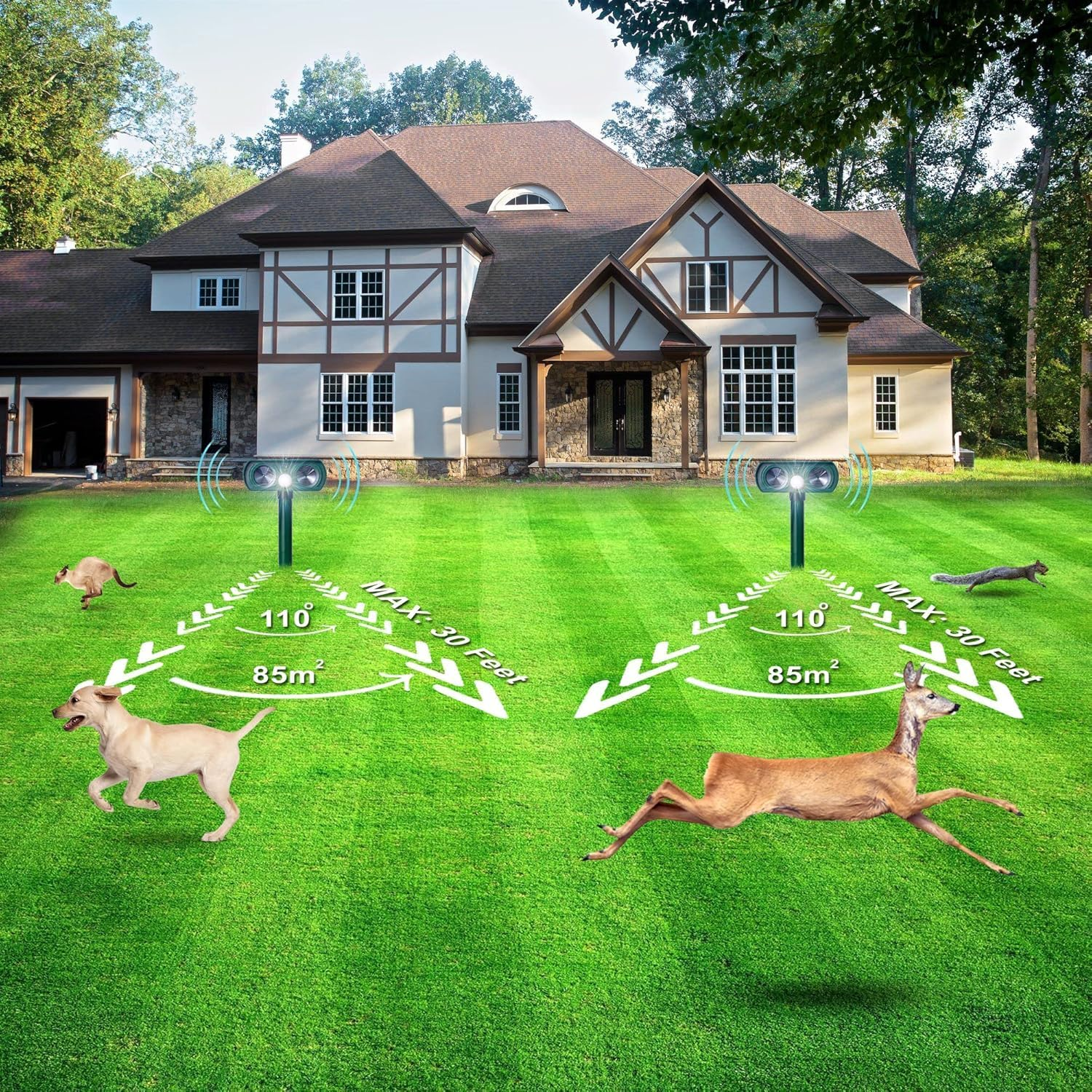 2025 Solar Ultrasonic Animal Repellent, Ultrasonic Cat Deterrents Repellent Defender Rat Squirrel Deer Raccoon Skunk Rabbit Mole Dog, Waterproof with Motion Detector for Yard Lawns Garden Orchard(1)