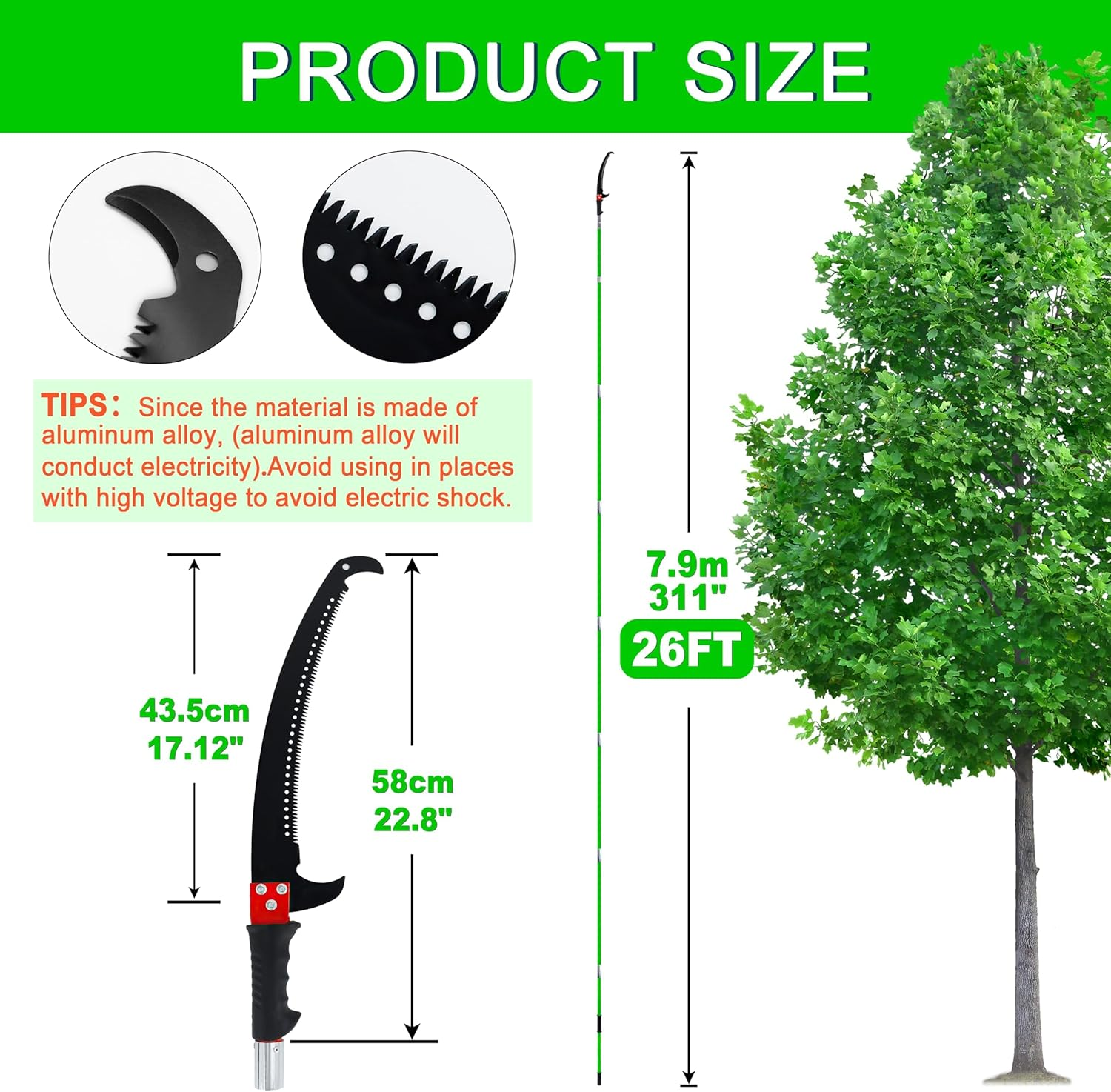 Pole Saws for Tree Trimming, 2-8M Extendable Tree Trimmers Long Handle Pruner, with Thickened Saw Blade and Scissors for Tree Trimmer, Pole Cutter for Backyard and Garden, Bush Cutting image number 1