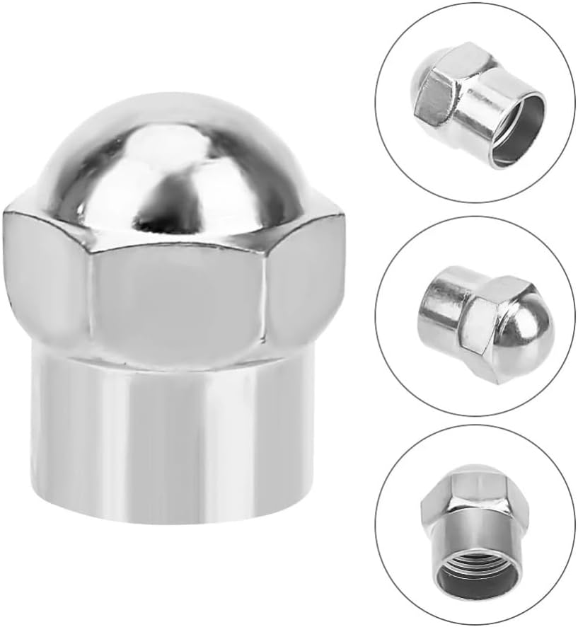 20Pcs Chrome Hexagon Tyre Valve Dust Caps Plastics Dome Metal Valve with Red O-Ring Rubber Seal for Motorcycle Cars Bicycles Trucks Scooter SUV Van,Plastics Tire Valve Caps image number 5