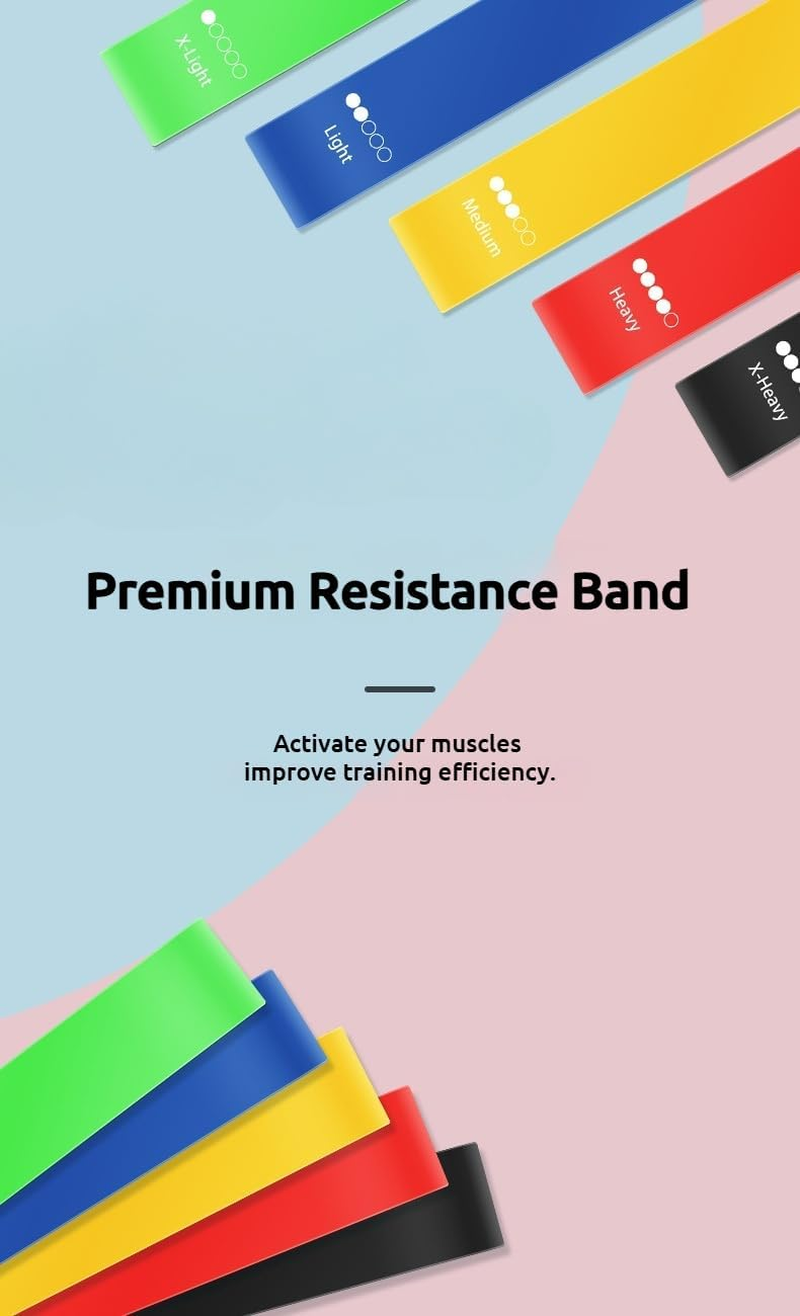 NEOLYMP Resistance Loop Bands, Exercise Bands Set of 5 Rubber Latex Anti-Slip Resistance Band for Workout, Stretching, Physical Therapy, Yoga and Home Fitness - Blue Color Set image number 6